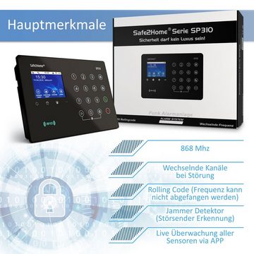 Safe2Home Safe2Home Profi Serie SP310 - Großes Set Alarmanlage (mit wechselnder Frequenz und Rolling Code - Sabotageschutz - 868 Mhz)