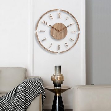 Welikera Wanduhr Wanduhr mit Holzgehäuse für Wohnzimmer Büro Schlafzimmer,Φ 35 cm