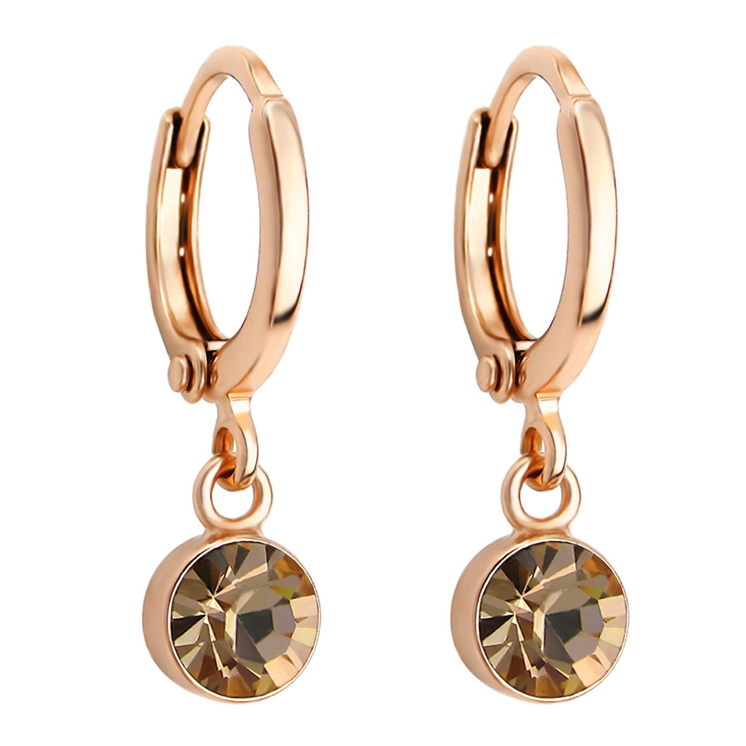 LÖB Paar Creolen Creolen Kristall Anhänger Roségold Gold Champagne (Geschen günstig online kaufen