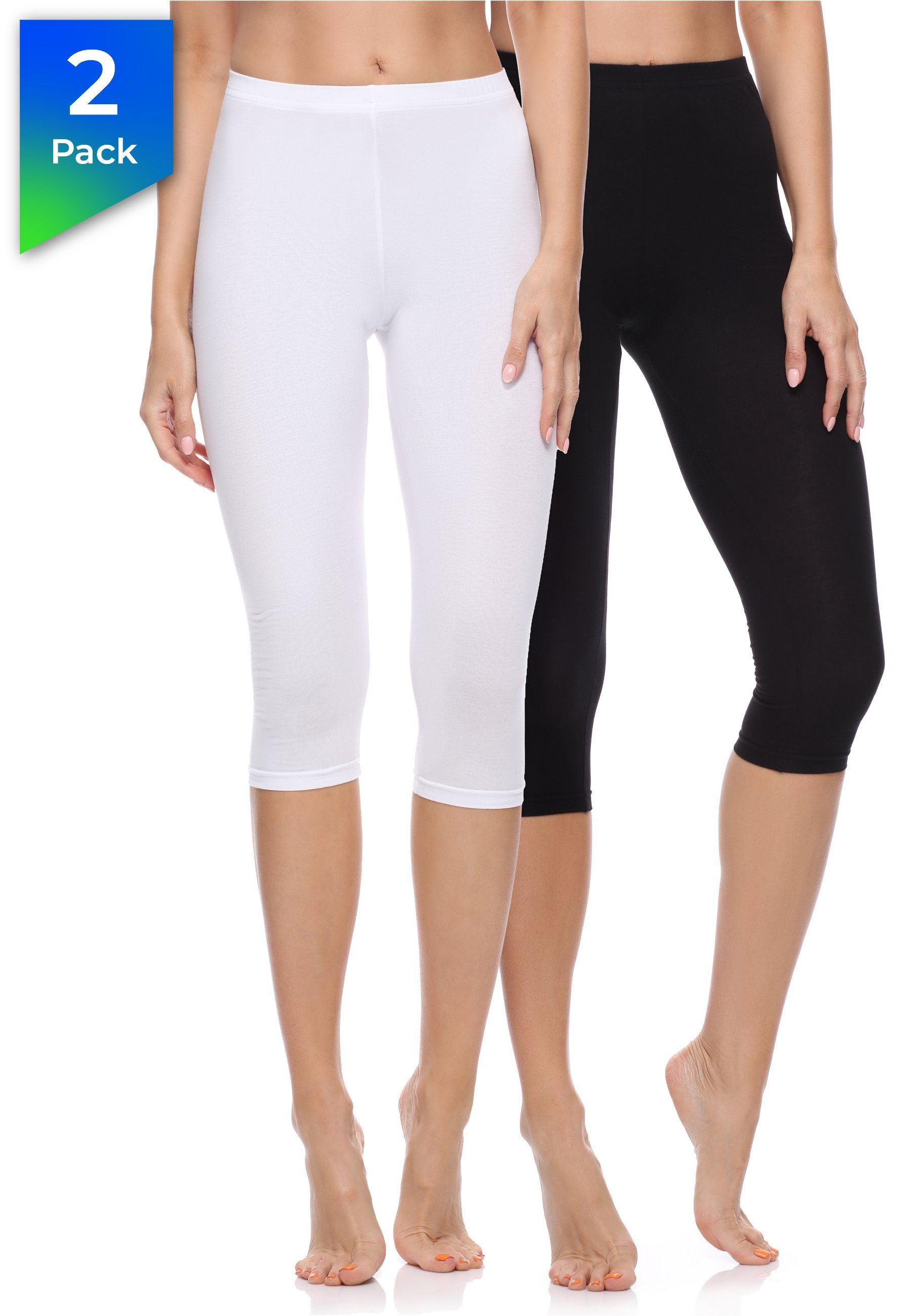 Merry Style Leggings Caprihose Damen 3/4 Hosen MS10-199 (2-tlg) aus Baumwolle