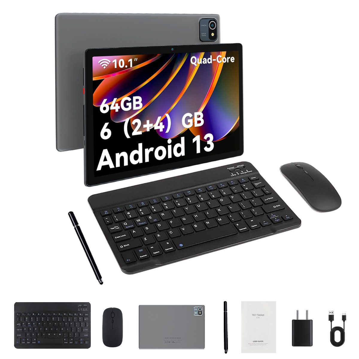 10-Zoll-Tablet 6 (2+4)GB+64GB mit Maus, Tastatur und Stylus Tablet