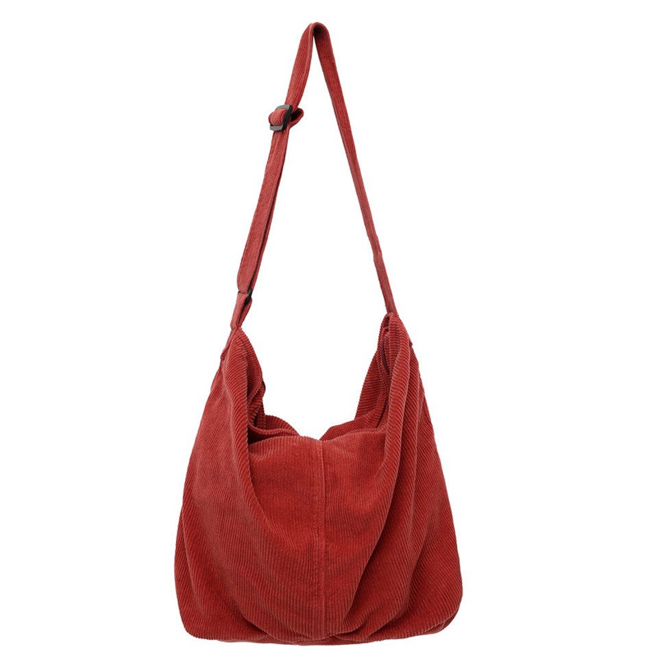Schultertasche Cord Umhängetasche Casual Crossbody Mode Retro große Tasche