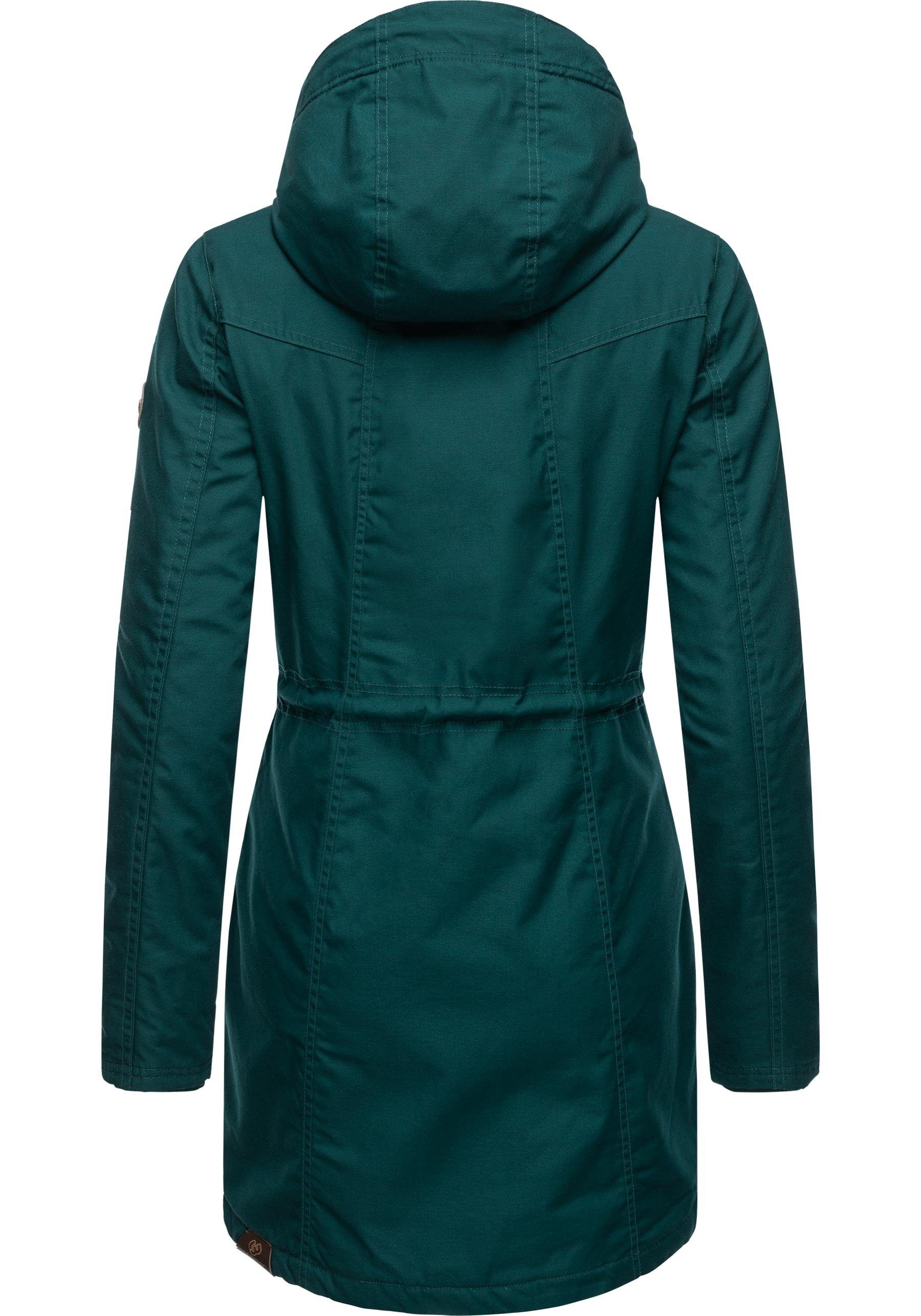 Ragwear Wintermantel Elsie stylischer Winterparka mit Kapuze und Teddyfleece