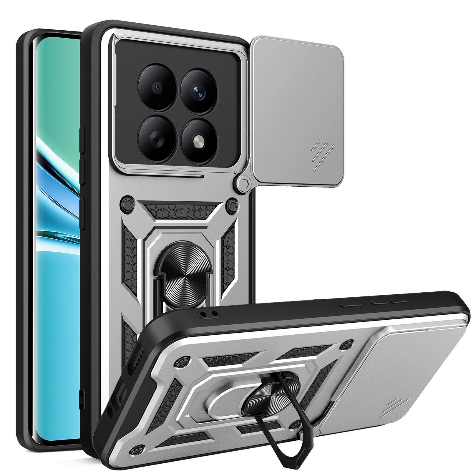 betterfon Handyhülle für Xiaomi Redmi Note 15 4G / 5G Hülle Schutzhülle mit Kameraschutz, Outdoorhülle mit Ringhalter, Silikonkern & präziser Passform