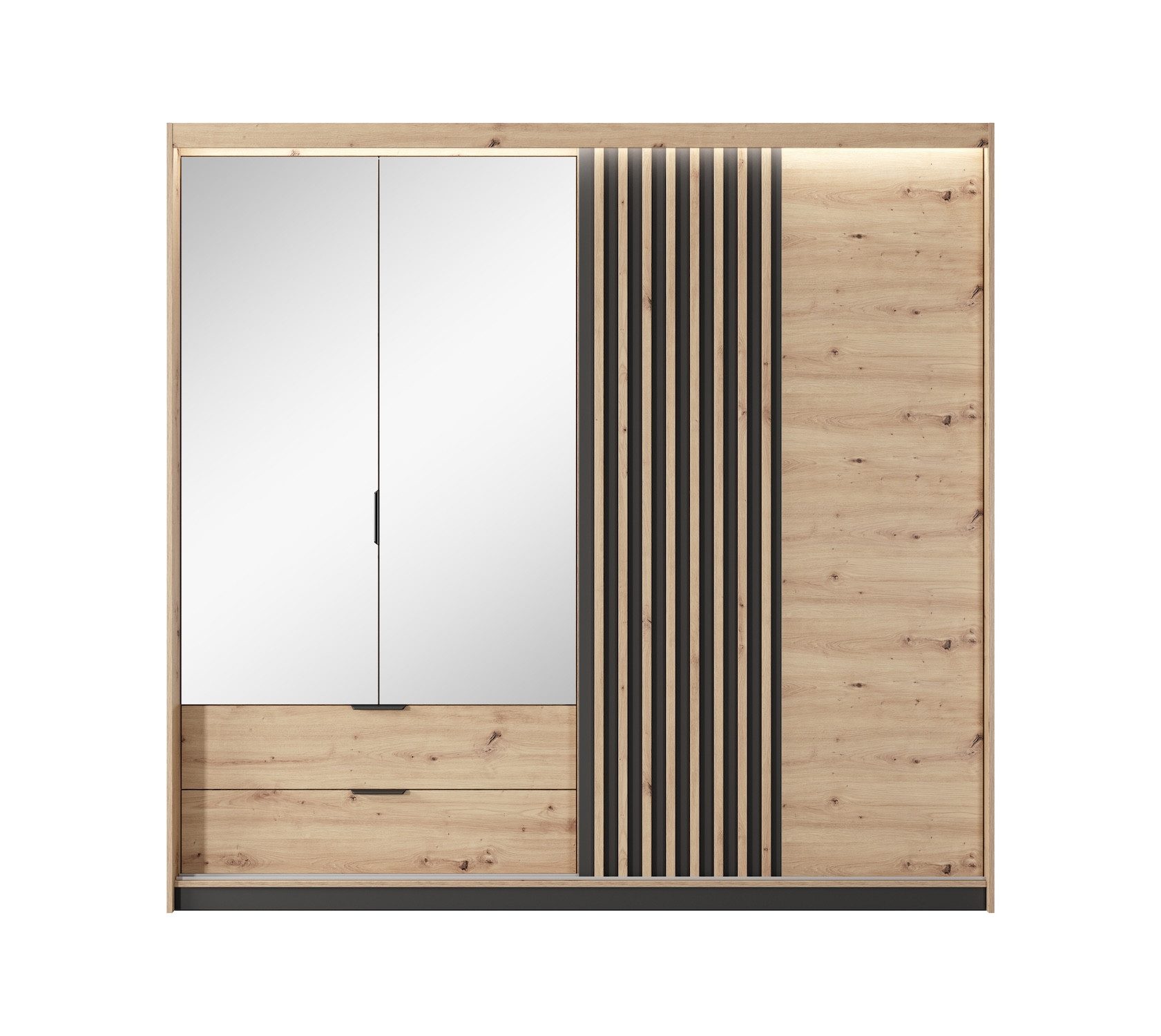 Feldmann-Wohnen Kleiderschrank Tally (Tally, 1-St., Kleiderschrank 3-türig) 220x60x210cm Artisan Eiche anthrazit