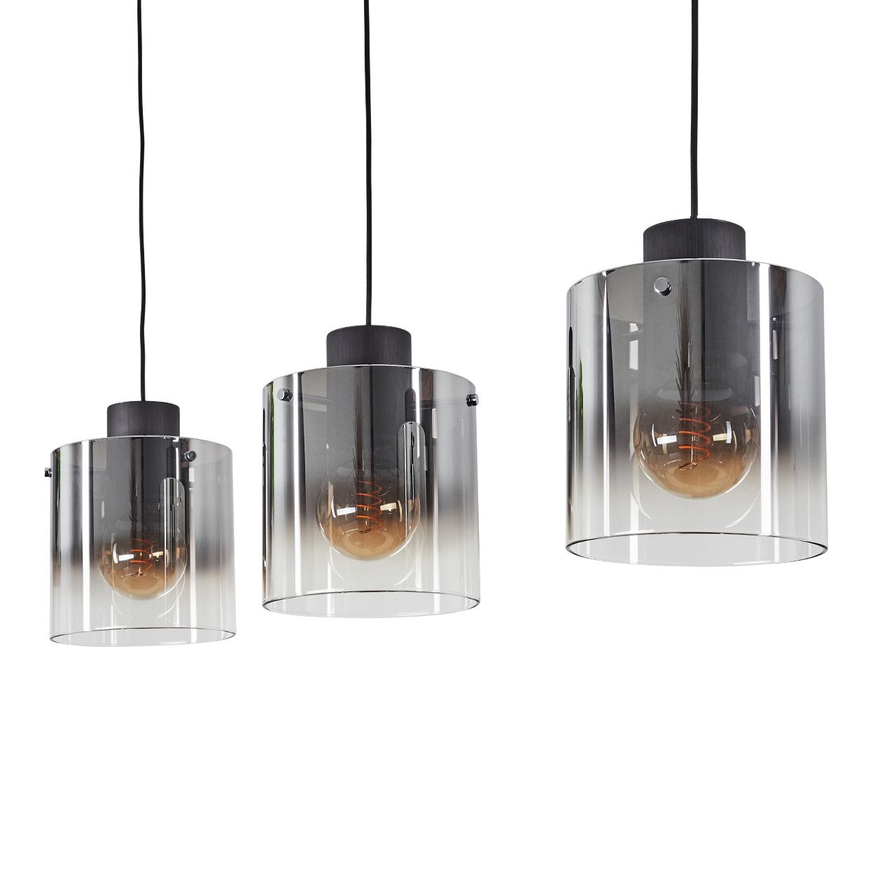 hofstein Pendelleuchte »Riccione« Hängeleuchte aus Metall/Rauchglas in Schw günstig online kaufen