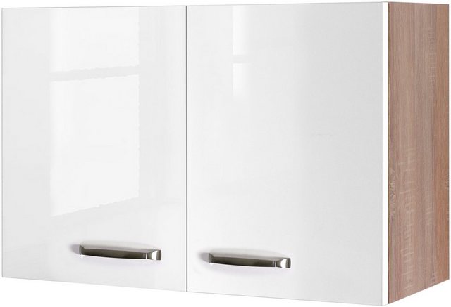 Flex-Well Exclusiv Oberschrank Valero 80 cm x 55 cm Hochglanz Weiß-Sonoma Eiche