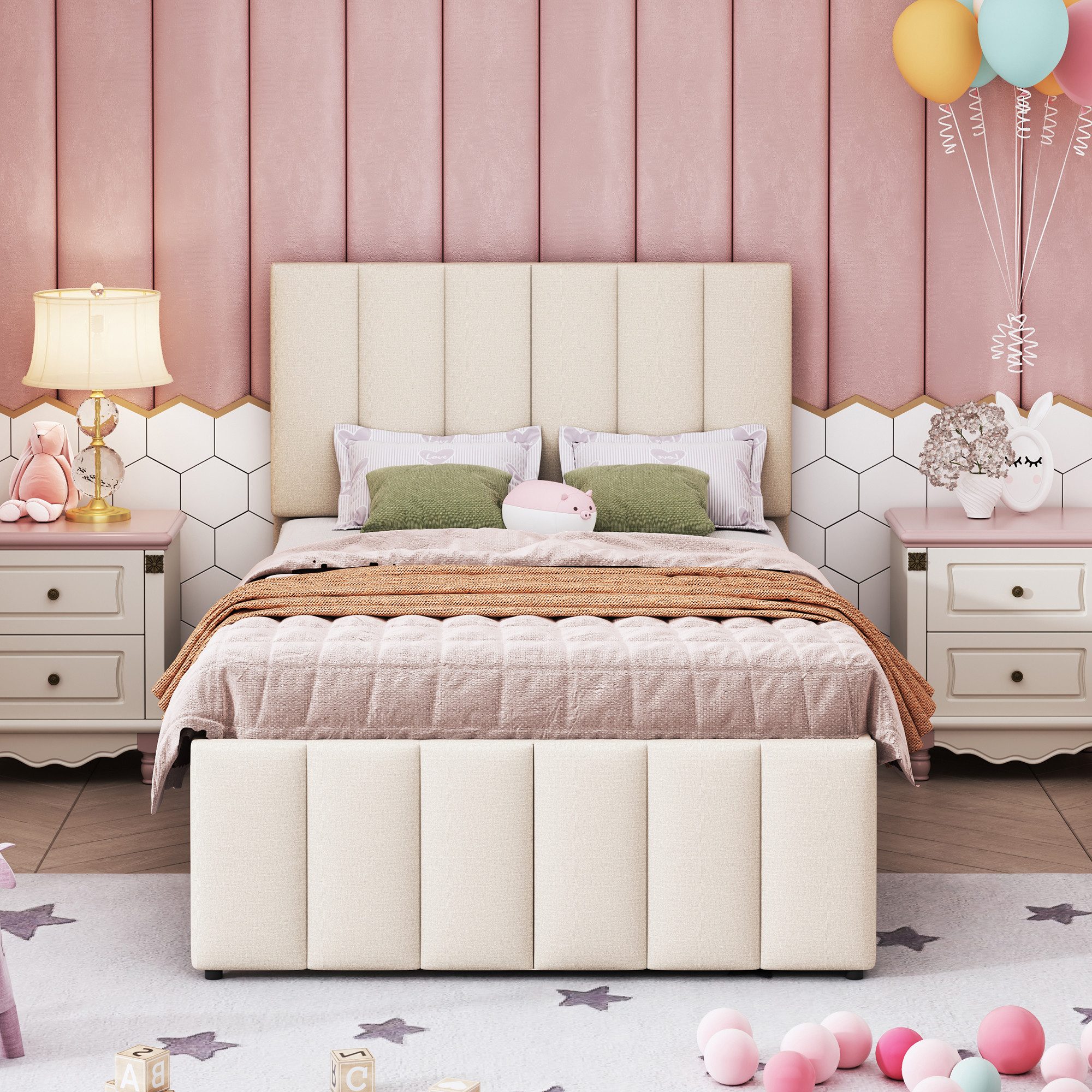OKWISH Polsterbett mit Rollbett und Stauraumschubladen, günstig online kaufen