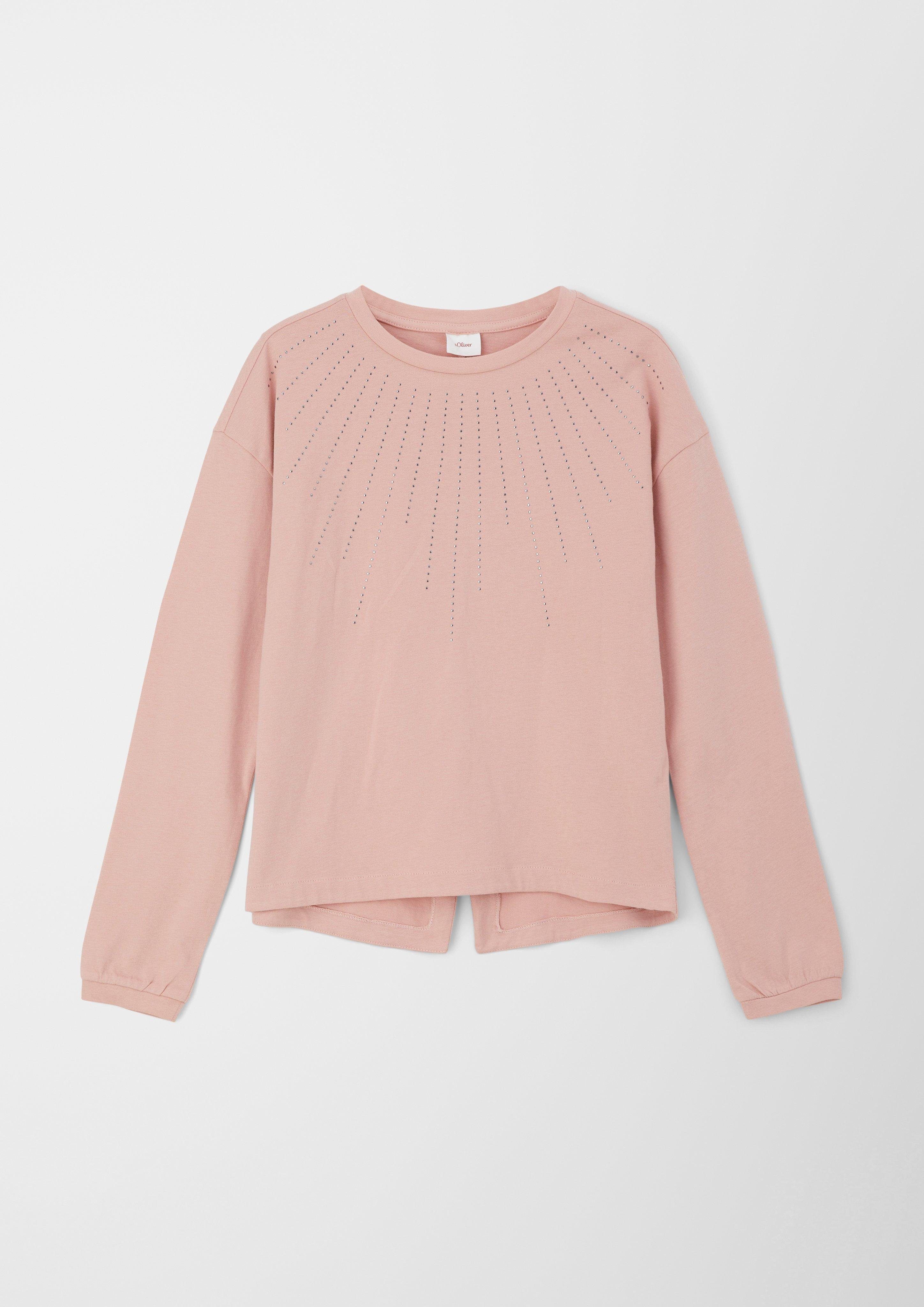 s.Oliver Langarmshirt Longsleeve mit Nietenbesatz Nieten pink