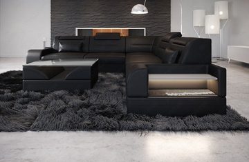 Sofa Dreams Ecksofa Leder Couch Sofa Trivento L Form Ledersofa, L-Form Ledersofa mit LED, wahlweise mit Bettfunktion