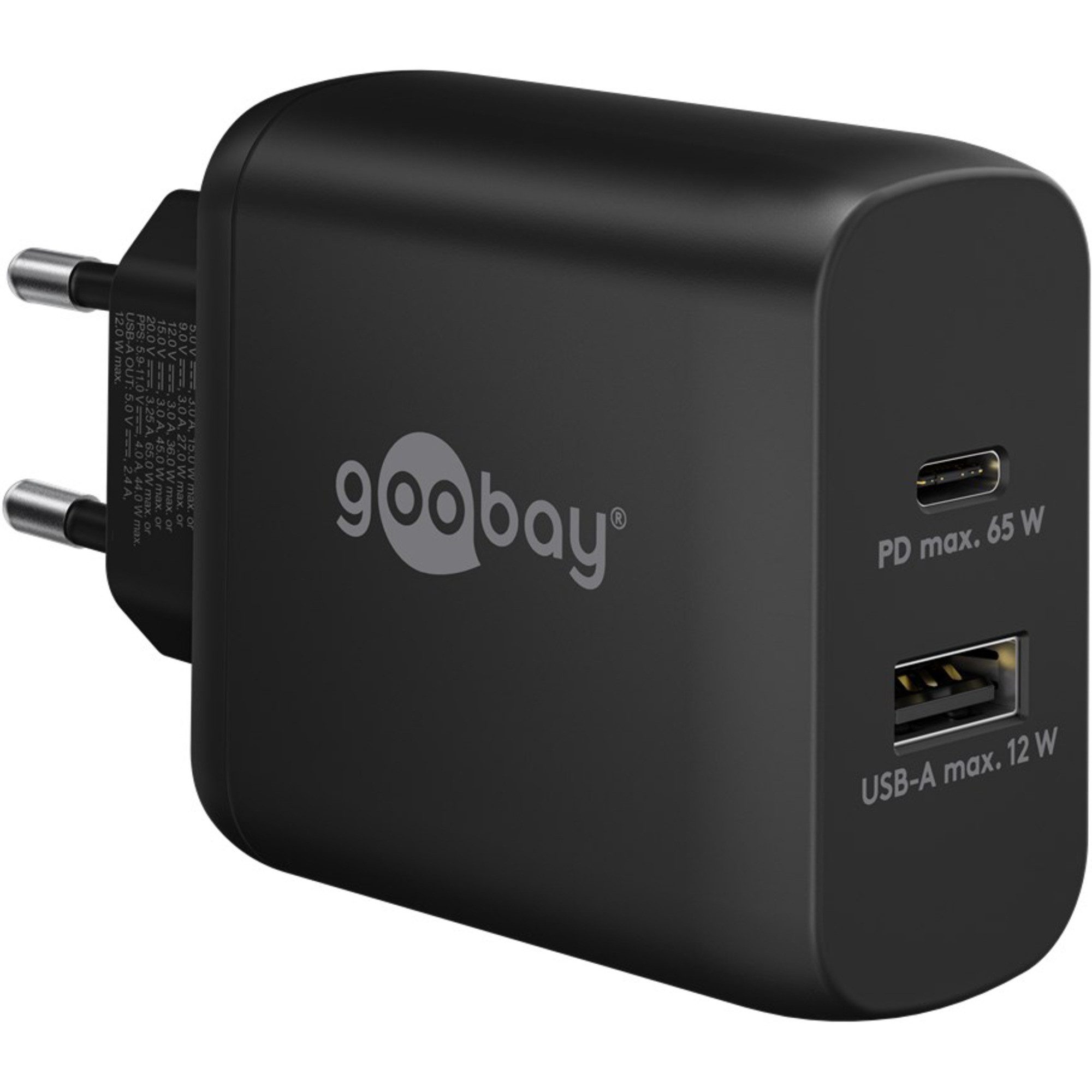 Goobay goobay USB-C Dual-Schnellladegerät, PD, GaN, 65 Netzteil