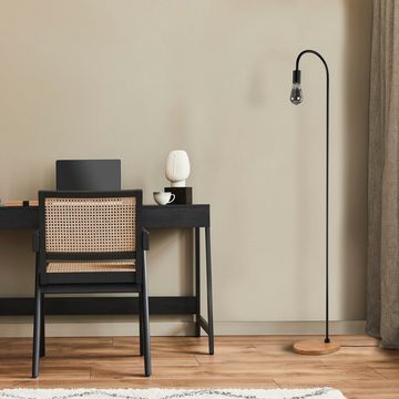 Paco Home Stehlampe WALTER, ohne Leuchtmittel, Bogenlampe Industrial LED Wohnzimmer Skandi Minimalistisch Holz Fuß