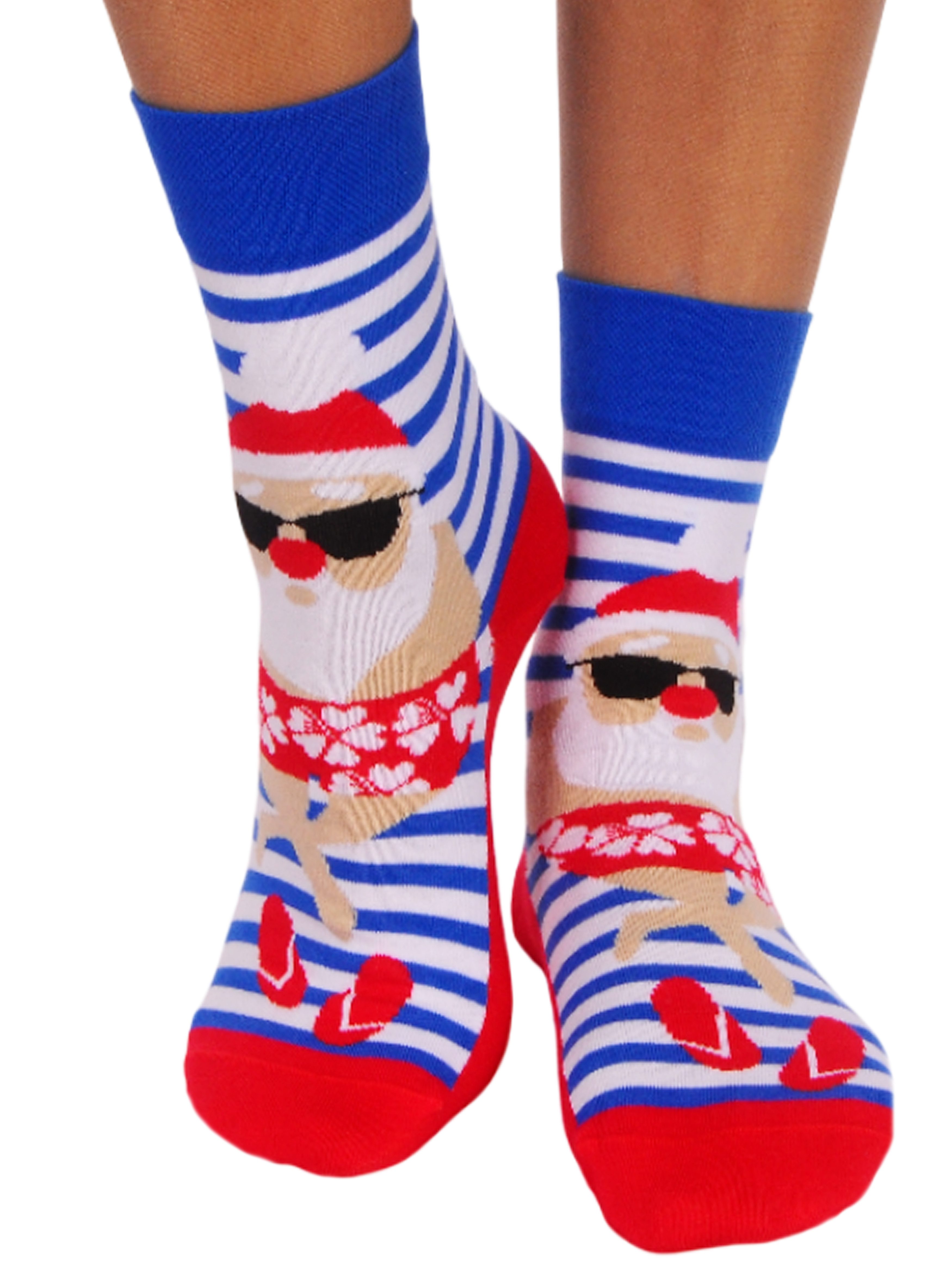 Socken Weihnachtssocken 1 Paar socks it Santa Muster weihnachtliche Strümpfe