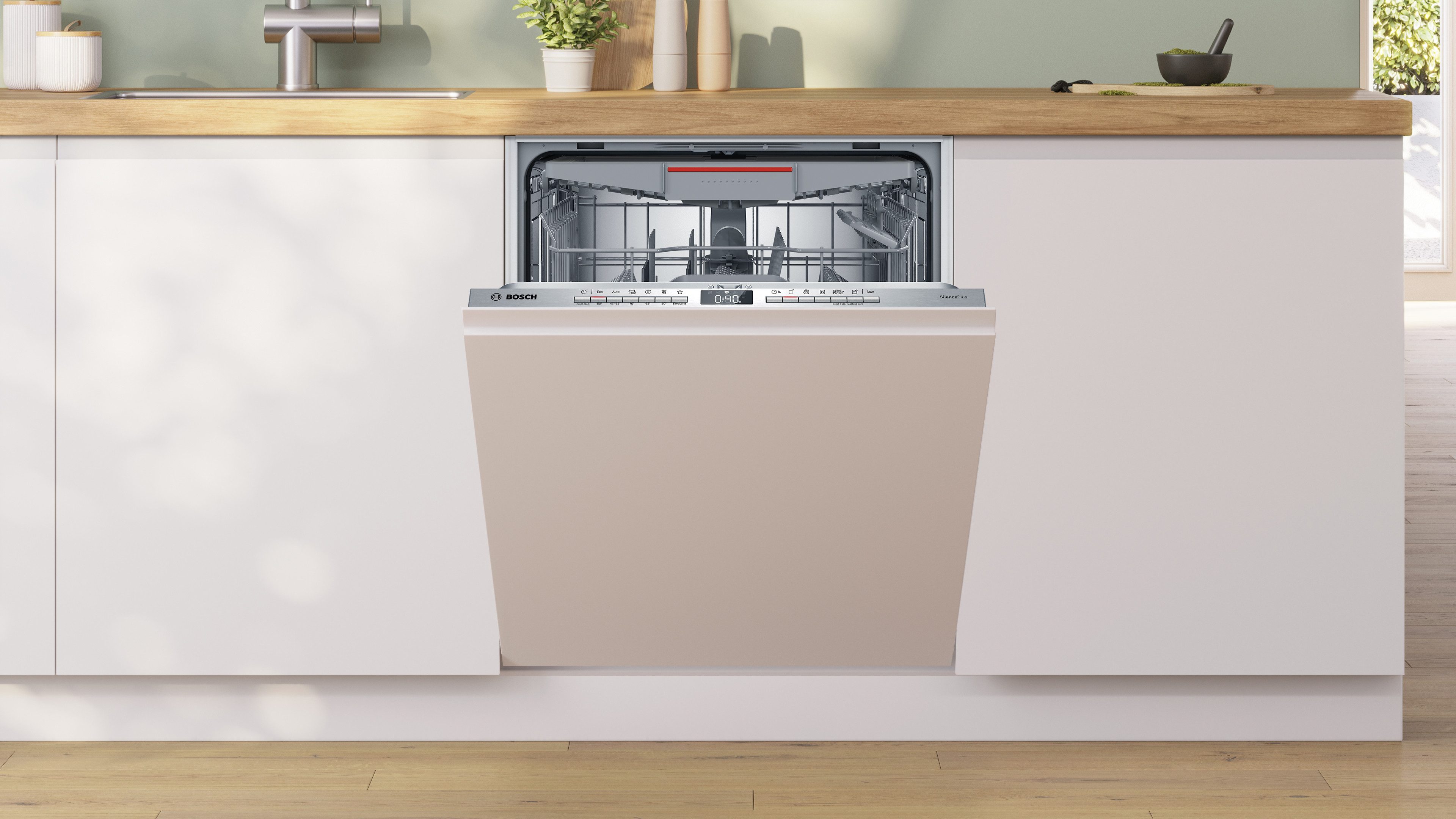 BOSCH vollintegrierbarer Geschirrspüler XXL, Serie 4 SBV4EVX08E, 14 Maßgedecke, Automatische Türöffnung für mehr Effizienz
