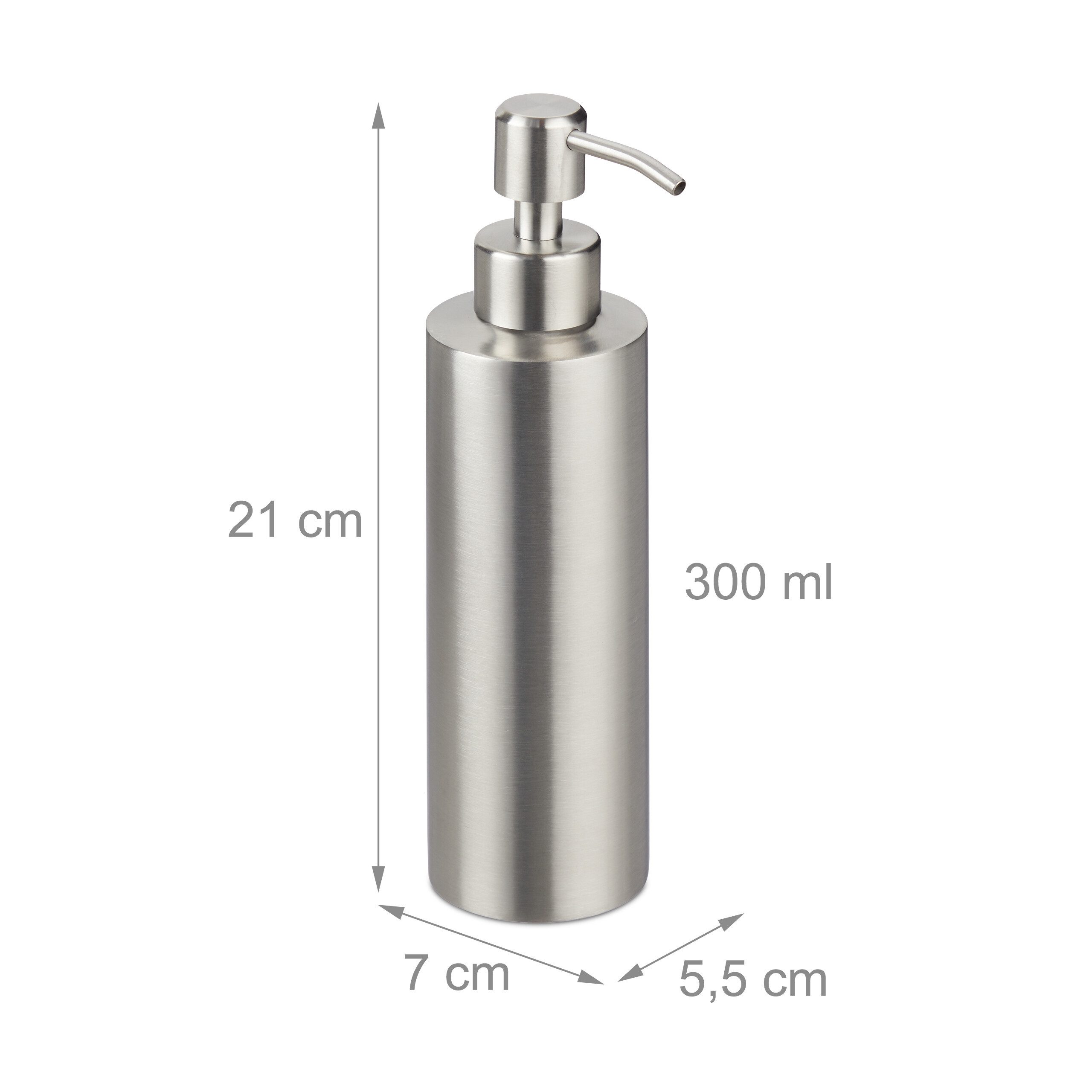relaxdays Seifenspender Edelstahl 300 ml 2er Set, (2-tlg) – Bild 4 von 5