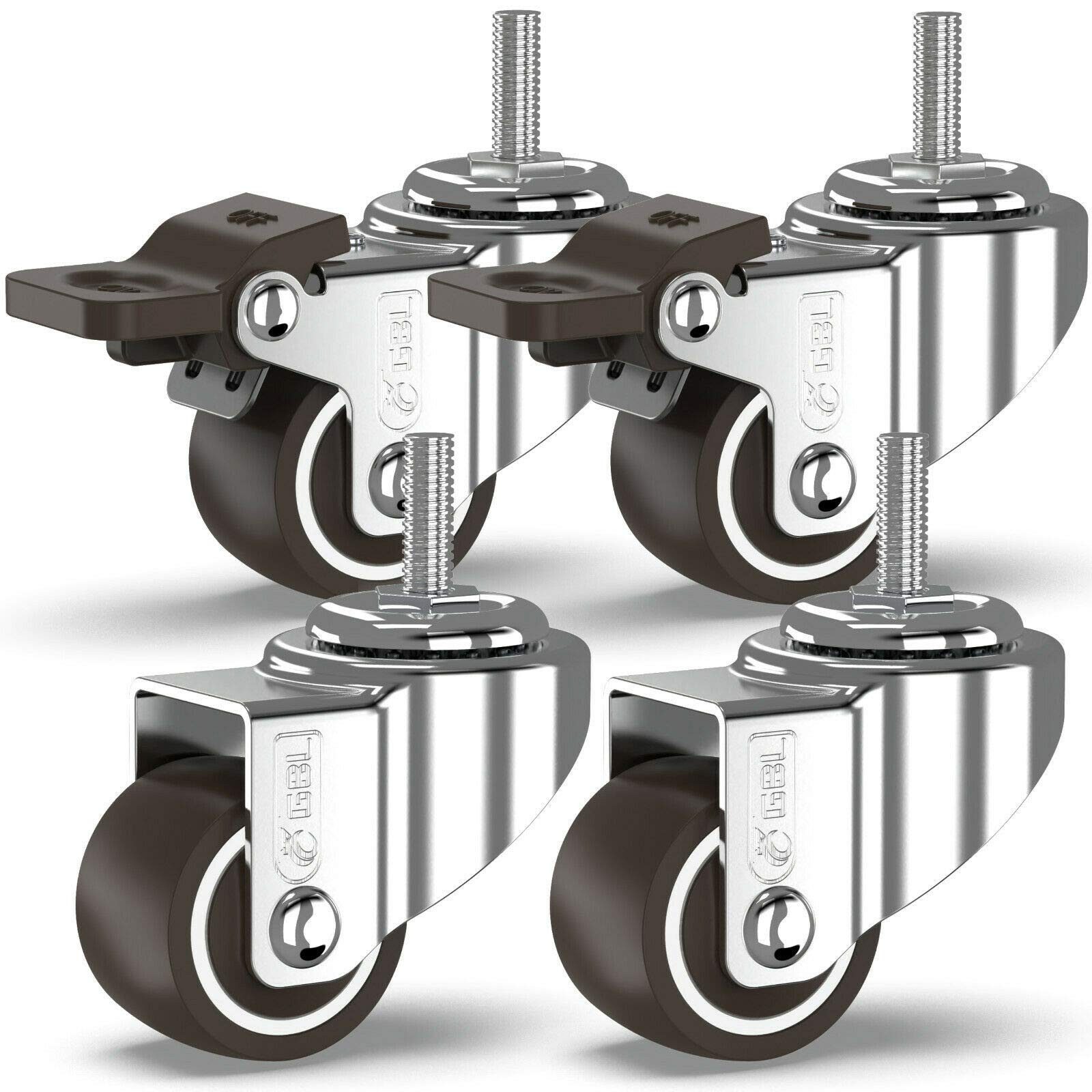 GBL Caster Wheels Мебельrolle 4x Ролики для мебели mit 2 Bremsen 4 Schwerlast Rollen für Мебель 2 Bremsen, (4-St), 25mm M6x15mm x 40kg Schwerlastrollen Lenkrollen Transportrollen