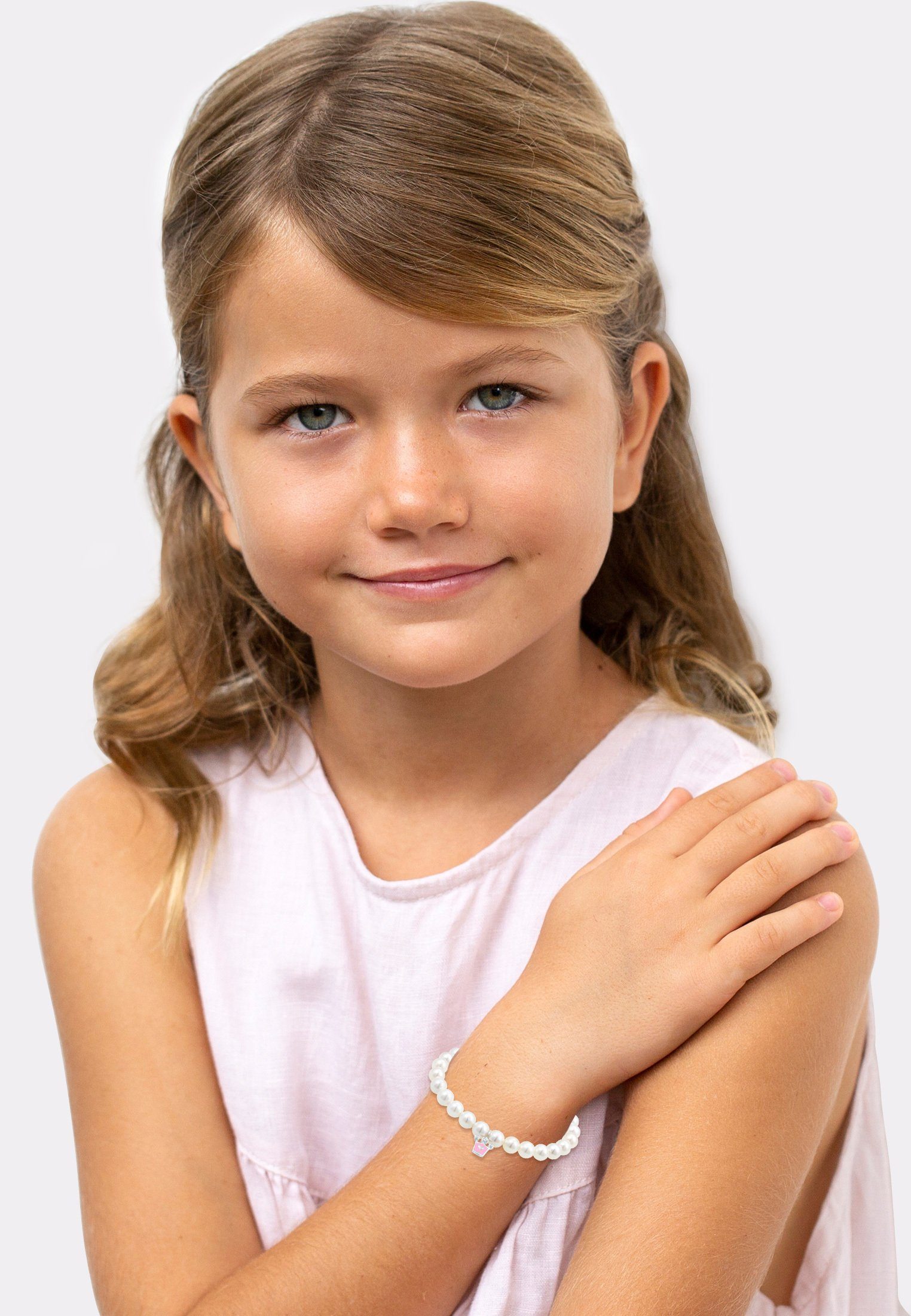Perle Armband Kristalle Silber Krone Elli 925 Kids