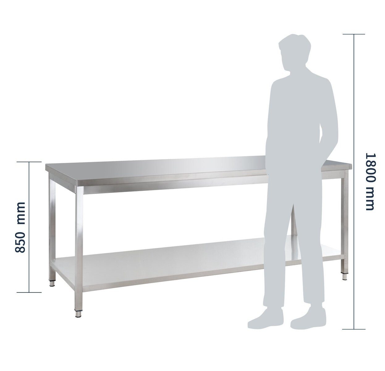 GastroHero Arbeitstisch Arbeitstisch Edelstahl Küche 200x60 cm mit Grundboden Gastro