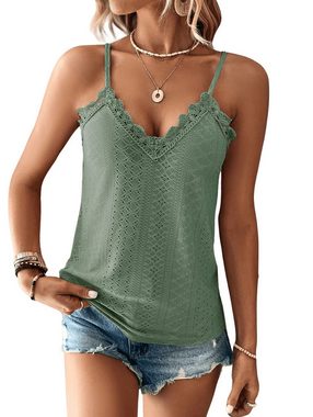 Opspring Tanktop Cami Top Mit Spitze Damen Spitzentop V Ausschnitt Oberteil Sexy Shirt