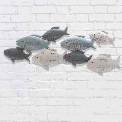 Linoows Dekoobjekt Wandobjekt Fische, Wanddekoration, Wandhänger Fischschwarm, Hand gefertigt