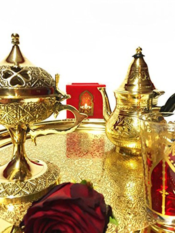 Marrakesch Orient & Mediterran Interior Räucherstäbchen-Halter Arabisches Messing Räuchergefäß Hilal, (1 St), Handarbeit