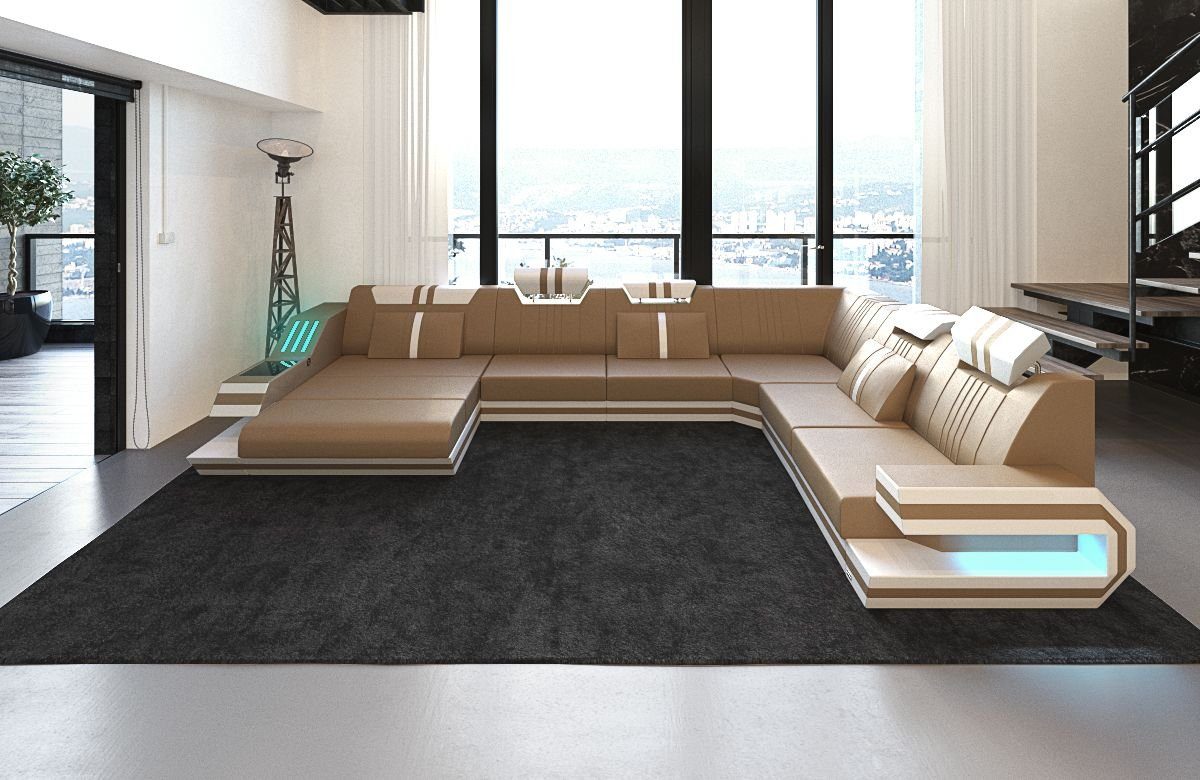 Sofa Dreams Wohnlandschaft Sofa Leder Ledercouch Ravenna XXL U Form Lederso günstig online kaufen