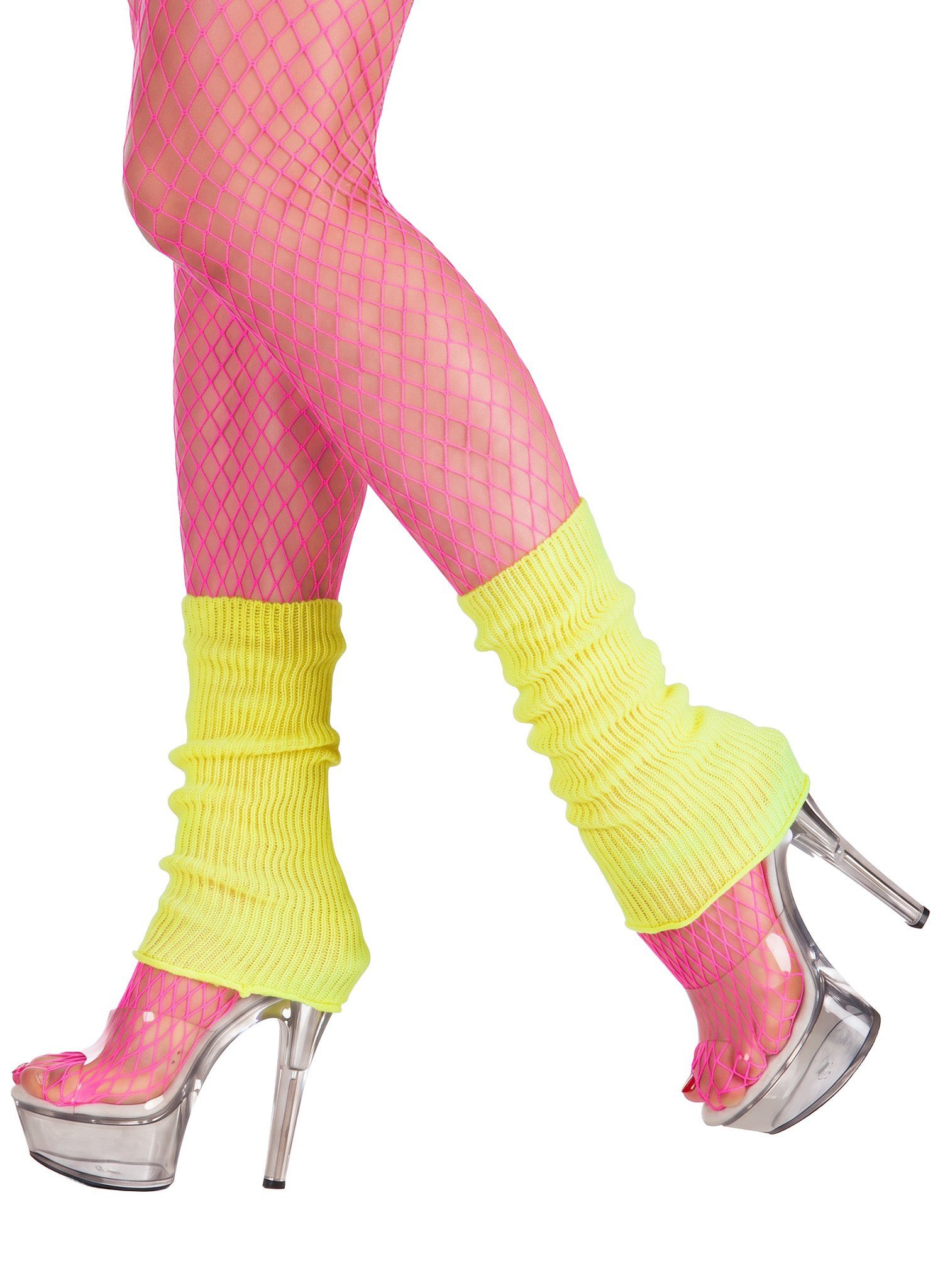 Boland Kostüm Retro-Beinstulpen neon-gelb, Für warme Knöchel und einen heißen Look: 80er Retro Stulpen