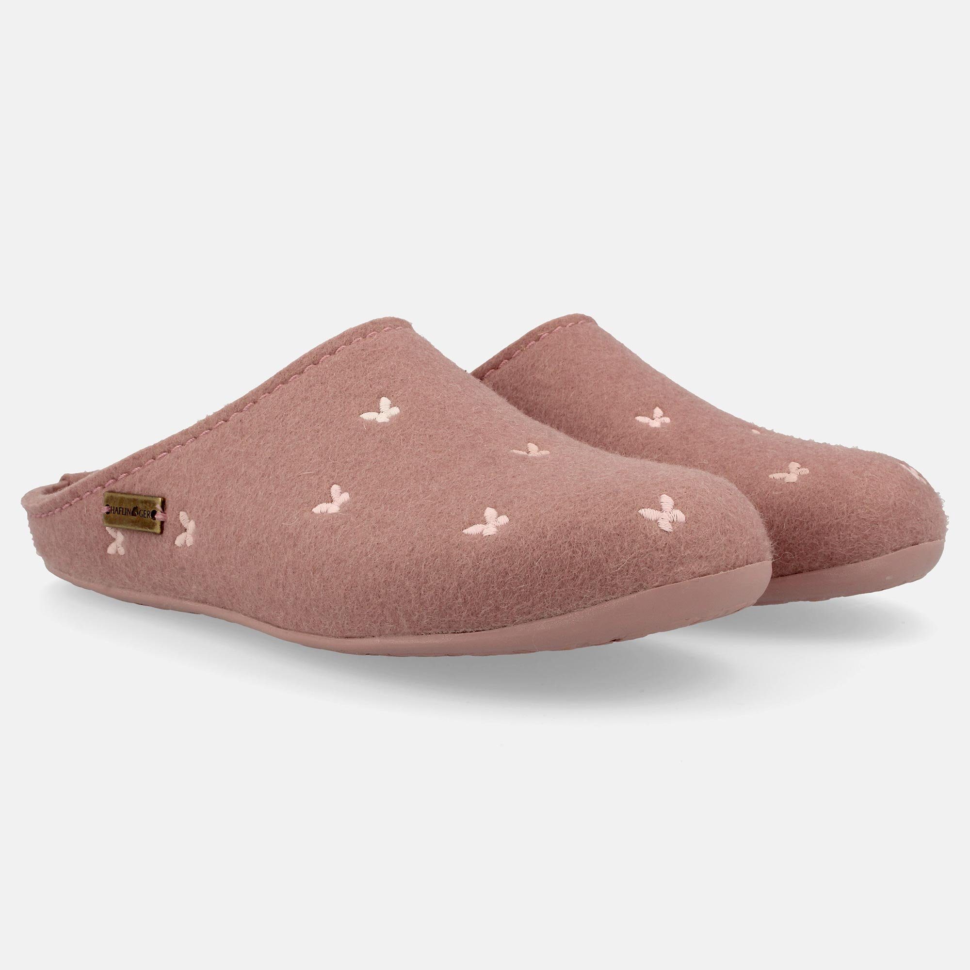 Haflinger Farfalline Filzpantofffeln mit Applikation Schmetterlingsmotiv Hausschuh