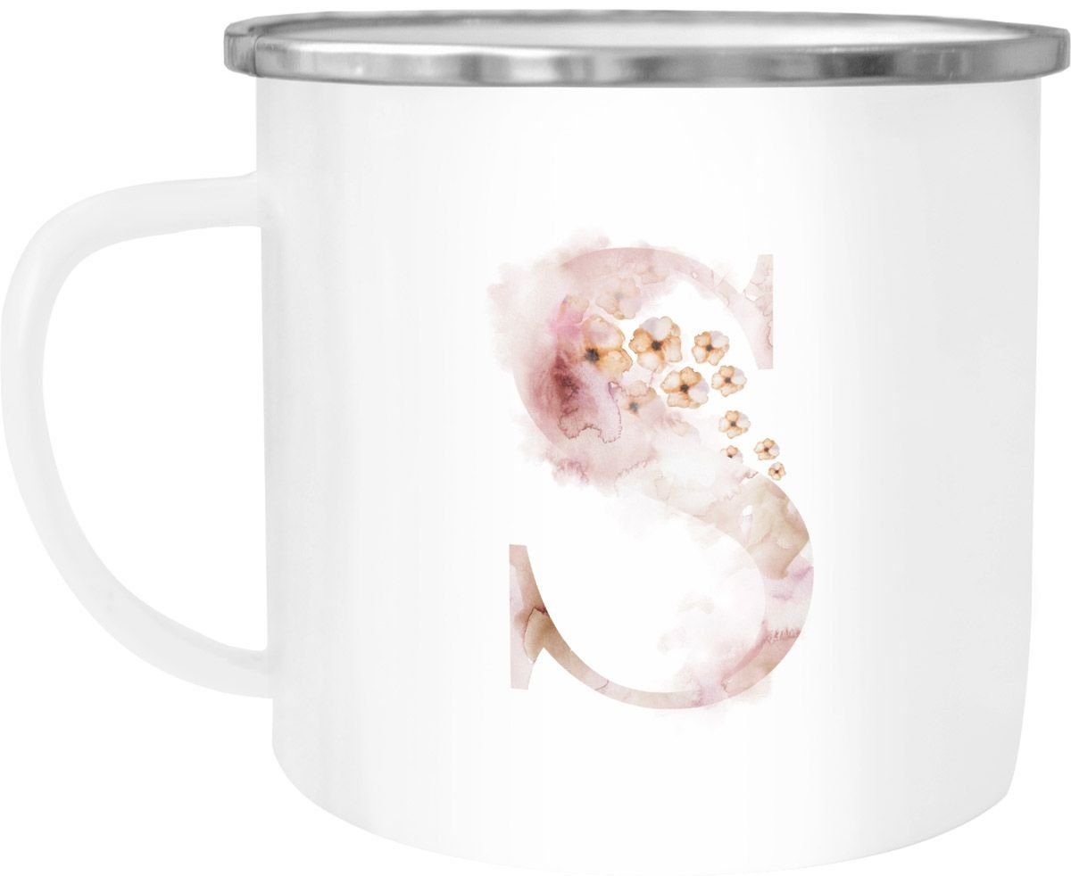 Autiga Tasse Emaille Tasse Becher Buchstaben-Tasse "S" Alphabet Monogram Zeichen Tasse mit Buchstabe Autiga®, emailliert und mit Aufdruck