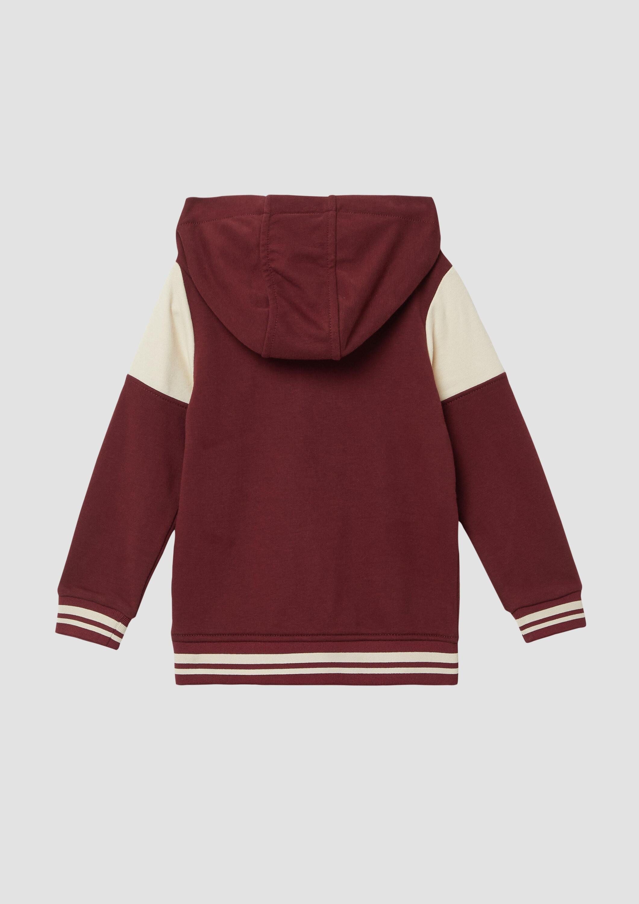 s.Oliver Sweatjacke Sweatshirt Jacke College-Jacke mit Applikation und Kapuze