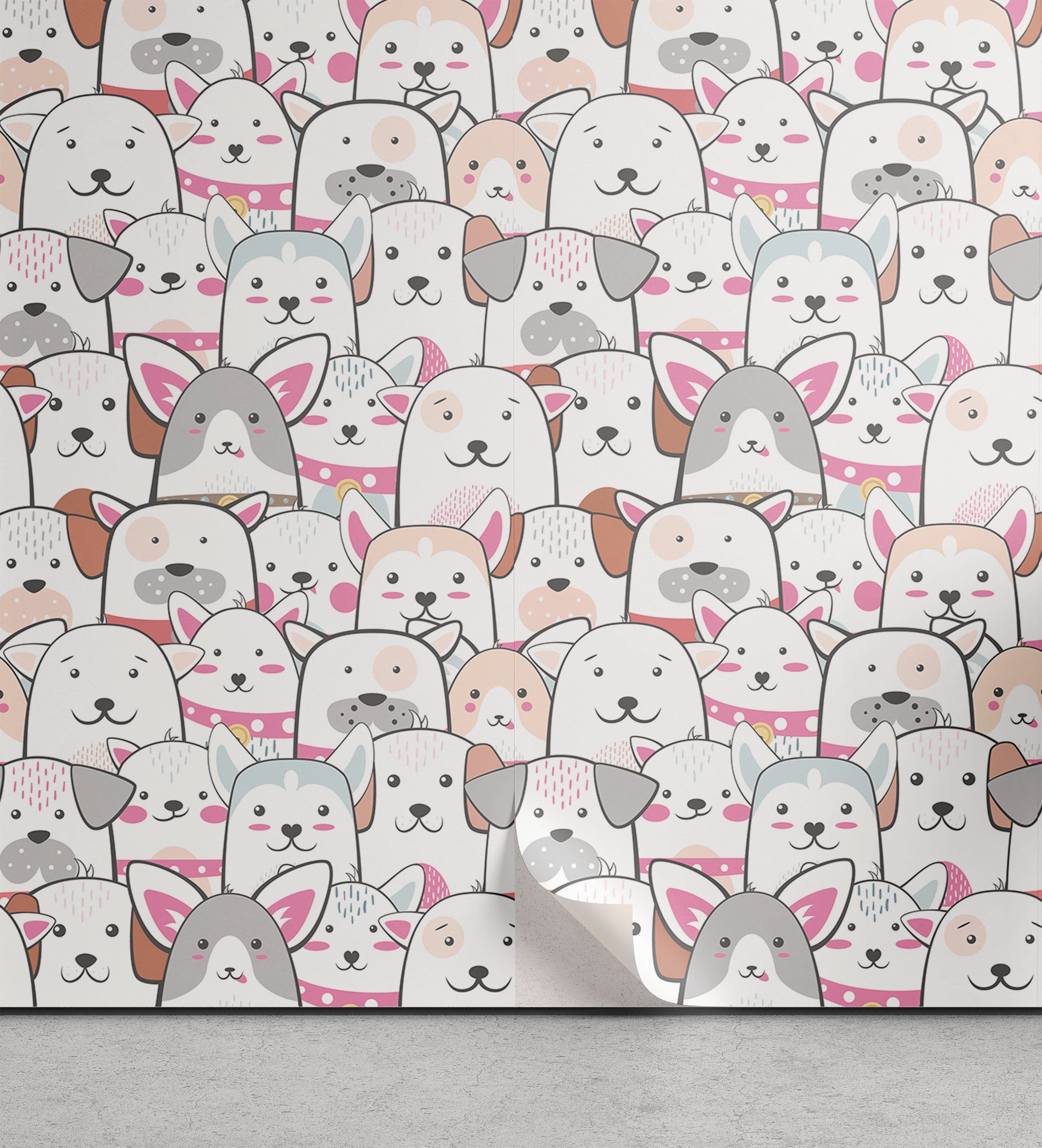 Abakuhaus Vinyltapete selbstklebendes Wohnzimmer Küchenakzent, Hunde Netter freundlicher Funny Animals