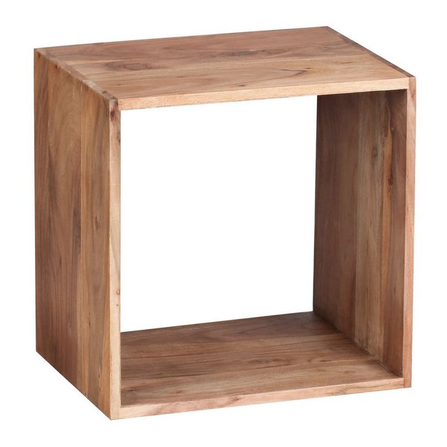 FINEBUY Standregal “SuVa2508_1”, Akazie Massivholz 43,5×43,5×33 cm, Quadratisch, Kleines Bücherregal, Holzregal Natur Rustikal