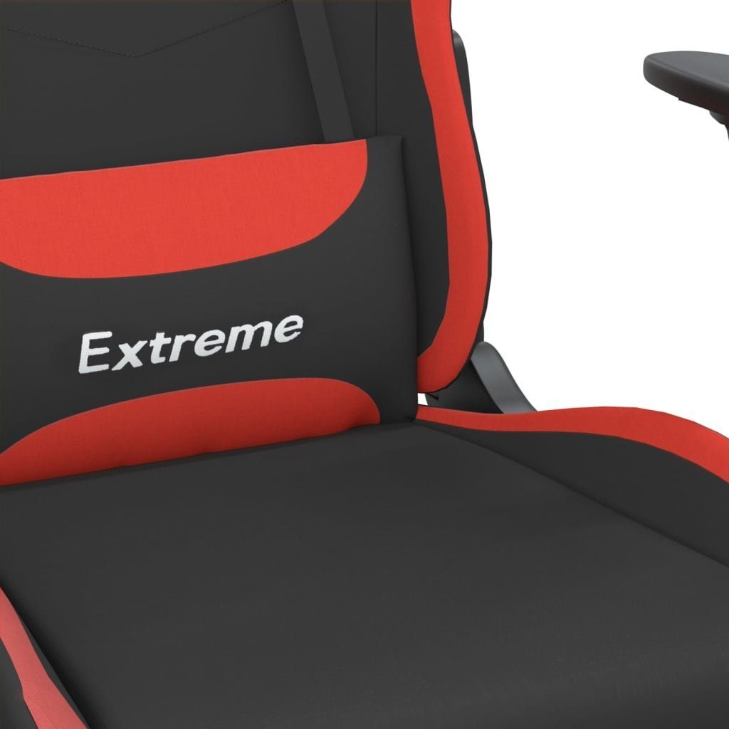 Gaming-Stuhl Stoff Rot Massage Schwarz & St) mit (1 Fußstütze furnicato und