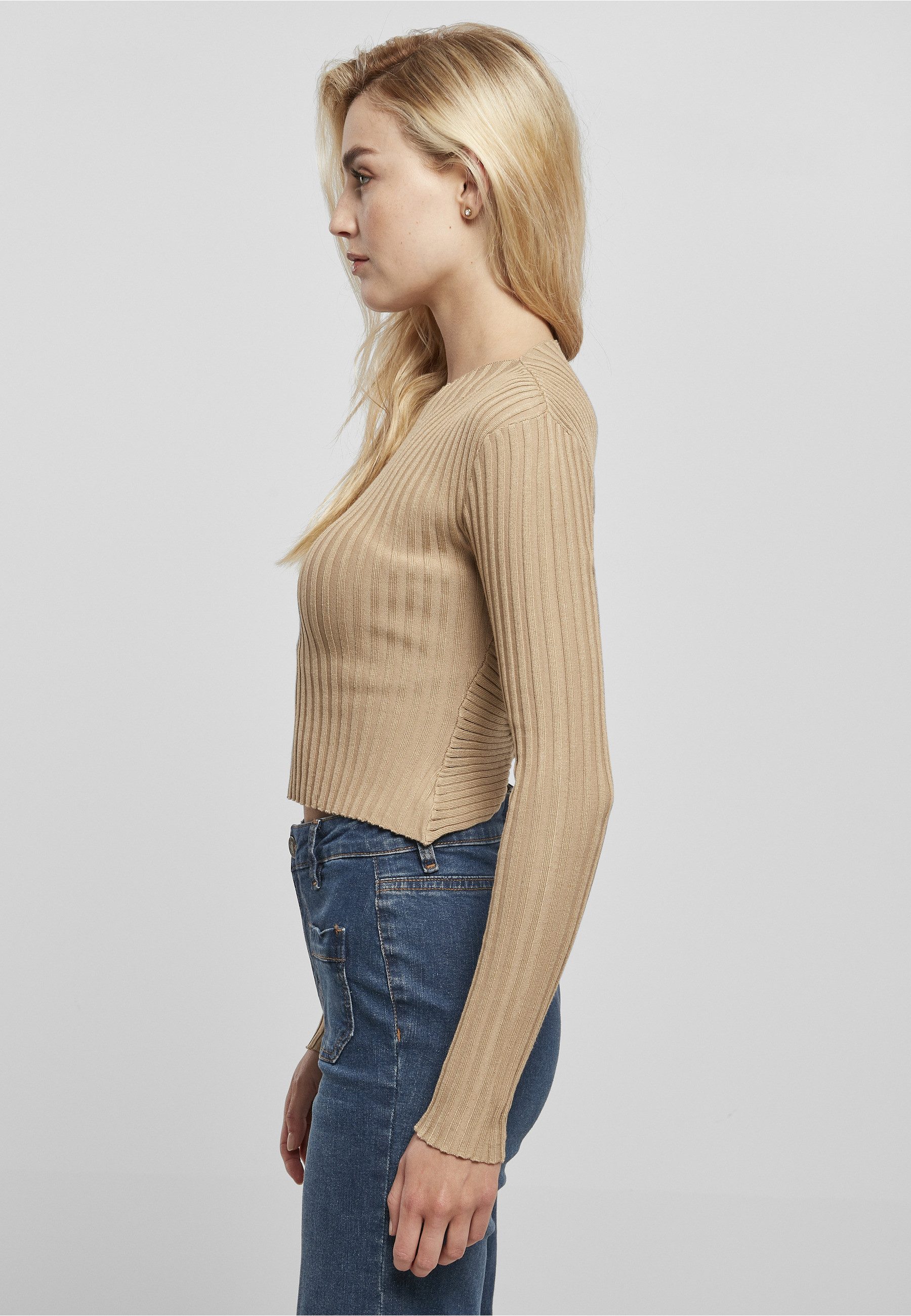 URBAN CLASSICS Sweater Urban Classics Damen Ladies Short Rib Knit Twisted Back Sweater (1-tlg)