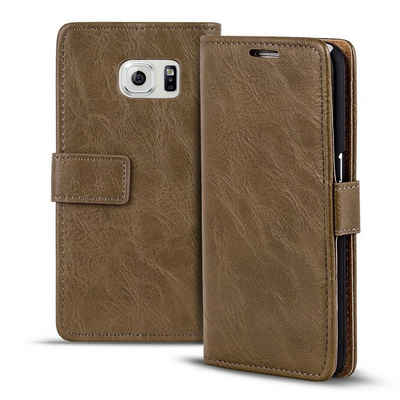 CoolGadget Handyhülle Retro Klapphülle für Samsung Galaxy S6 5,1 Zoll, Schutzhülle Wallet Case Kartenfach Hülle für Samsung Galaxy S6