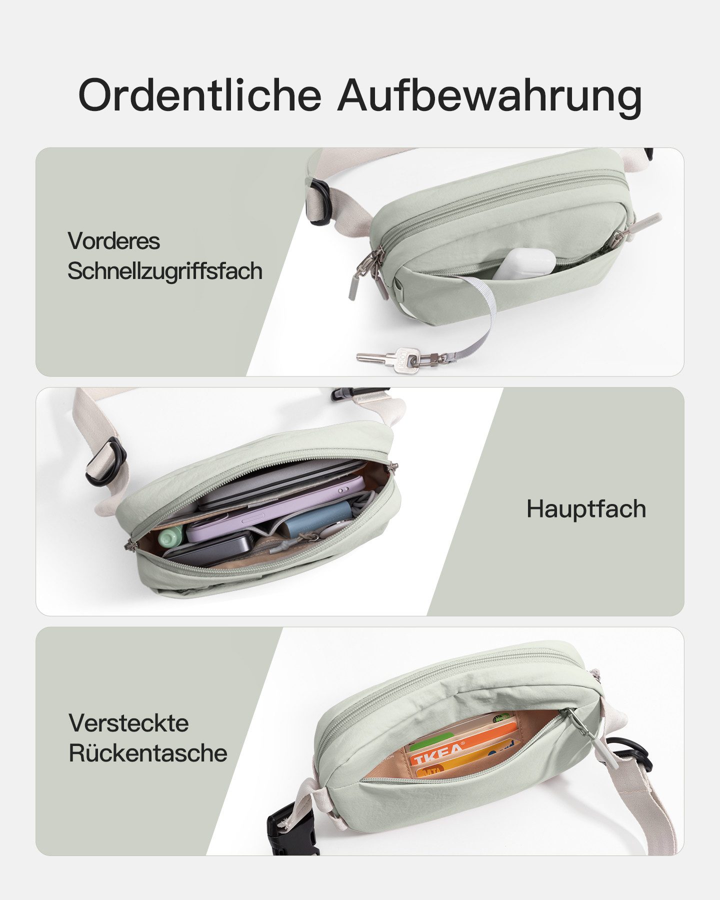 Inateck Gürteltasche Sling Bag, 1,5 Liter Bauchtasche Gürteltasche Brusttasche, für Reise, Sport, Wandern