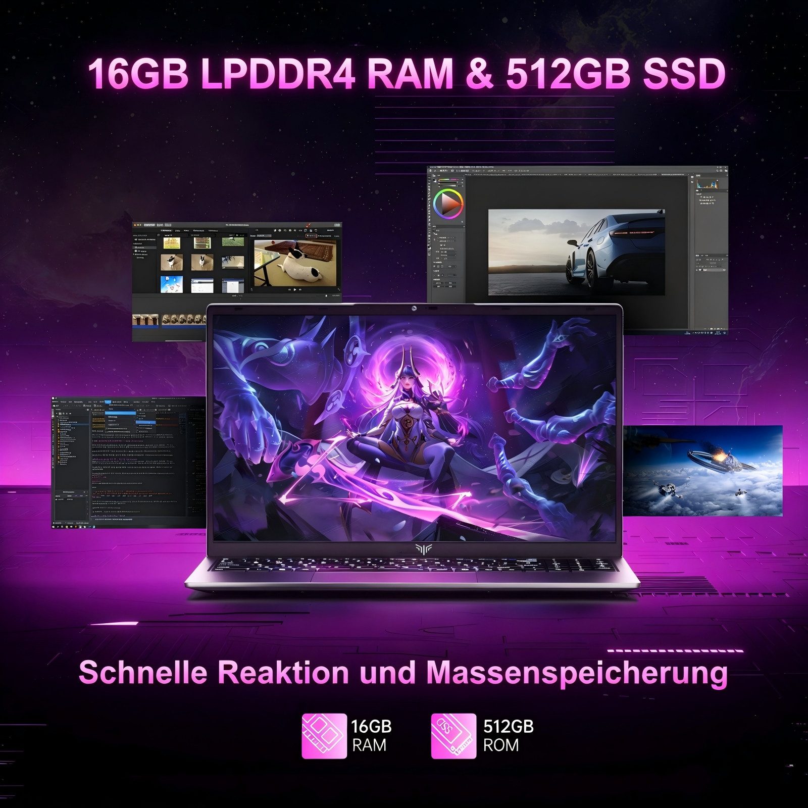 ACEMAGIC 15.6" Laptop AMD Ryzen 5 7430U 16GB RAM 512GB SSD, Windows 11 Pro Notebook (35,74 cm/15.6 Zoll, AMD AMD Ryzen 5 7430U, AMD Radeon Graphics, 16 GB, 512 GB SSD, 180° Drehung,Tastatur mit Nummern,Touchpad,Deutsche Tastaturabdeckung)