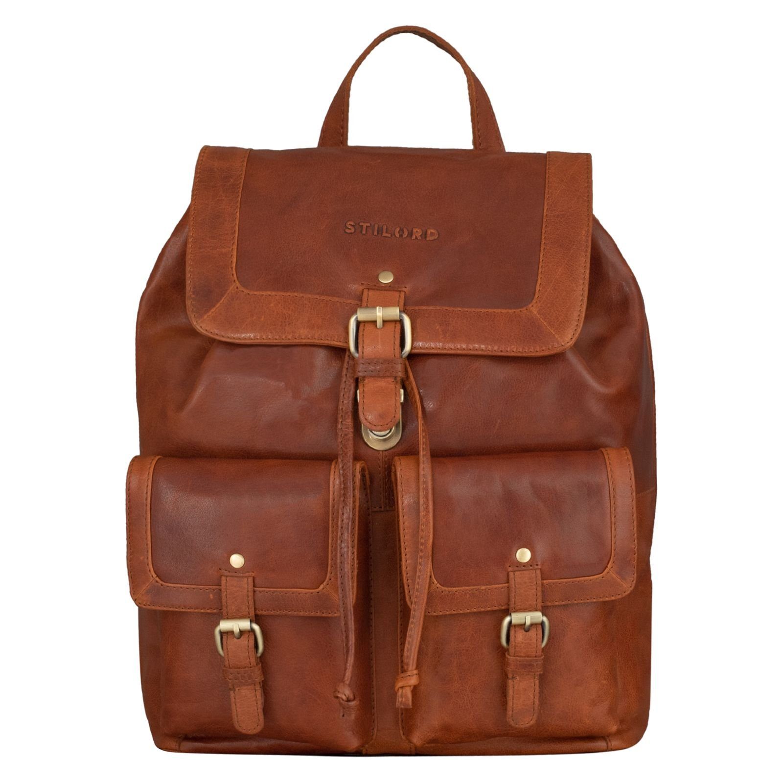 STILORD Notebook-Rucksack "Nora" Großer Lederrucksack Vintage für Damen und Herren