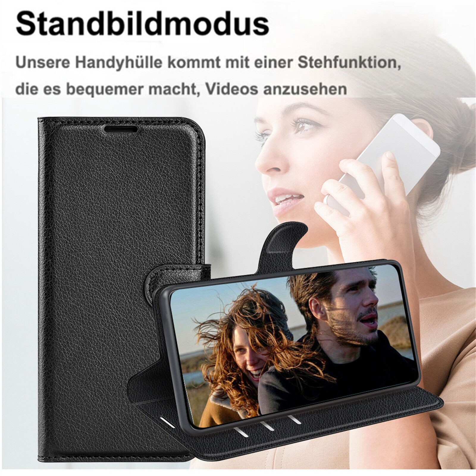 betterfon Handyhülle Handytasche für Samsung Galaxy A05s Klapphülle Schwarz, 3 Kartenfächer, Magnetverschluss & Standfunktion im Lederlook – Bild 4 von 5