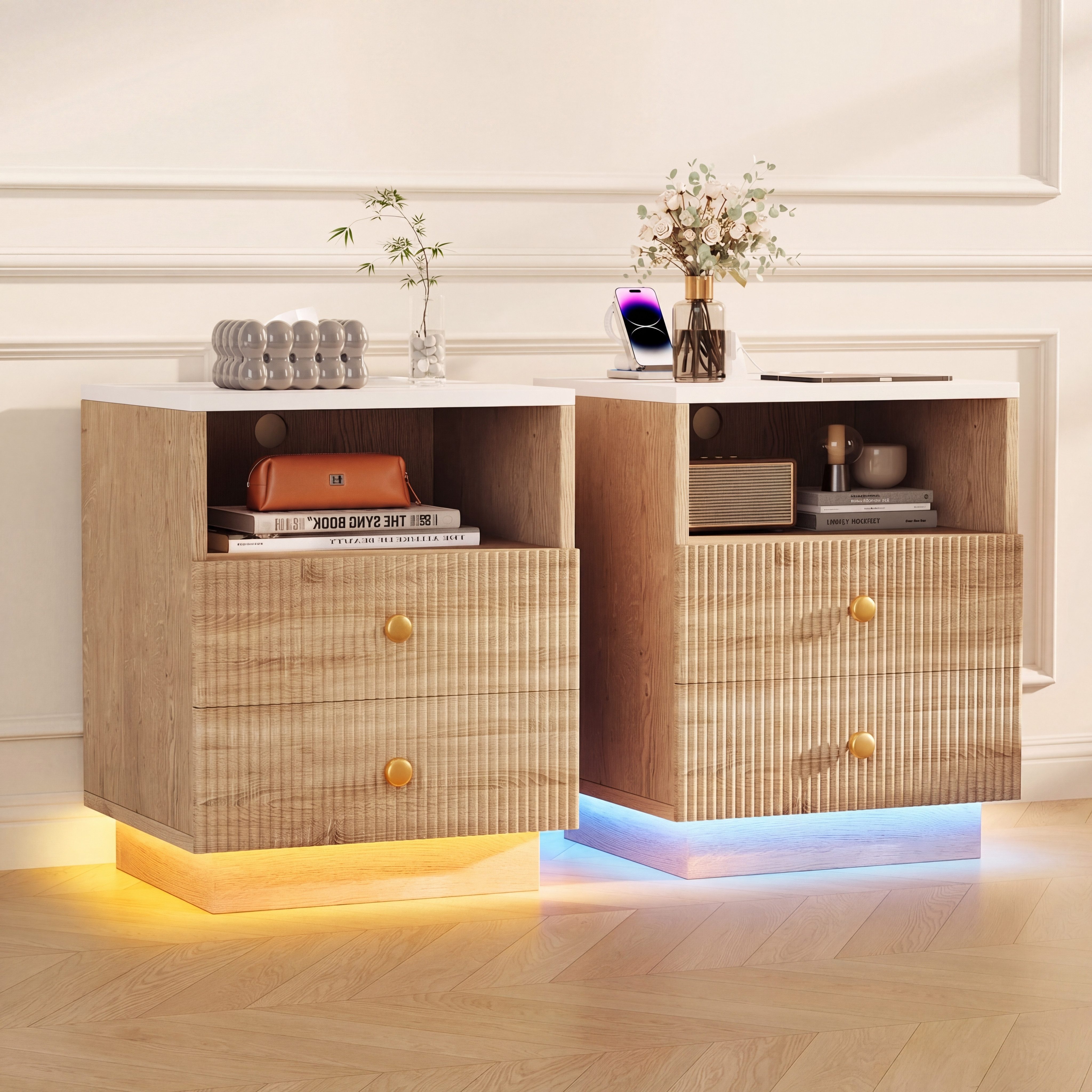 Nachttisch Nachtschrank mit 2 Schubladen