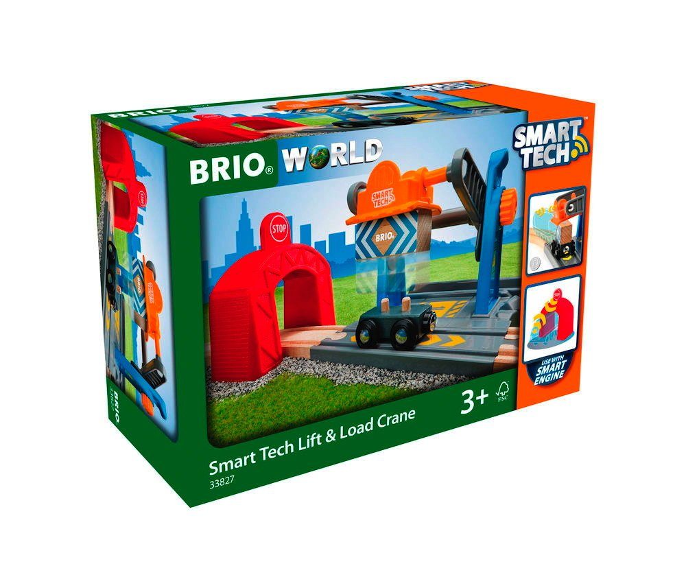 BRIO® Spielzeugeisenbahn-Erweiterung Brio World Eisenbahn Zubehör Smart Tech Verladekran 4 Teile 33827