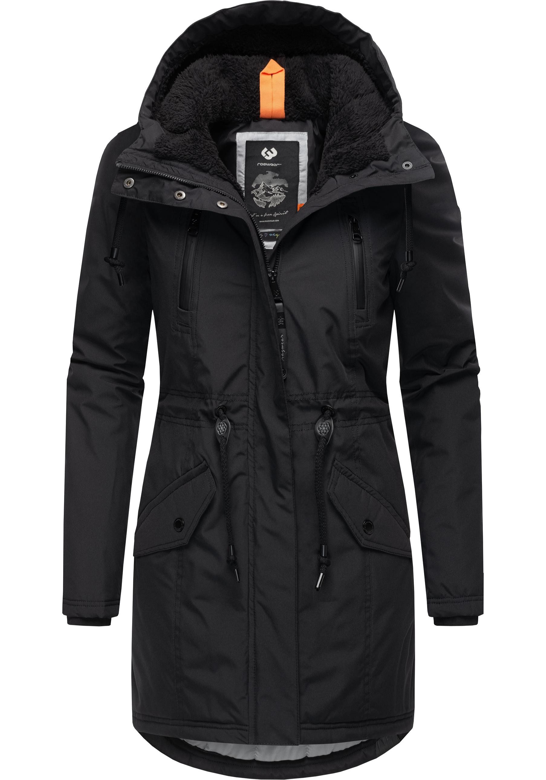 Ragwear Wintermantel Elsien wasserdichter Winterparka mit Teddyfell-Futter