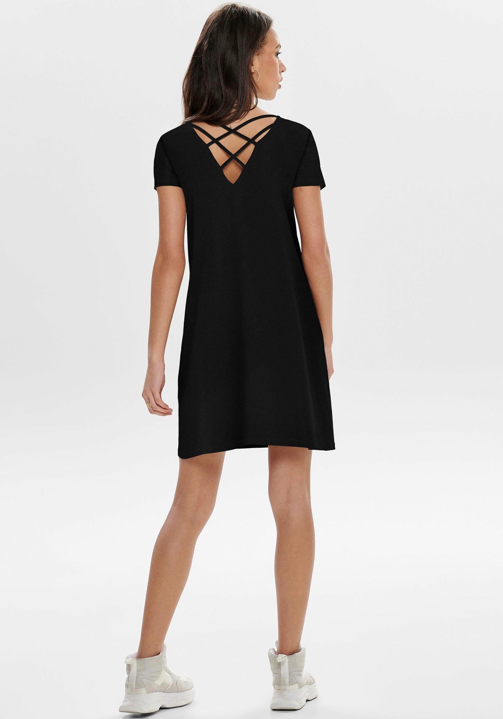 ONLY Minikleid ONLBERA BACK LACE UP S/S DRESS JRS NOOS Viskosemischung, regular fit, Rundhals – Bild 5 von 5