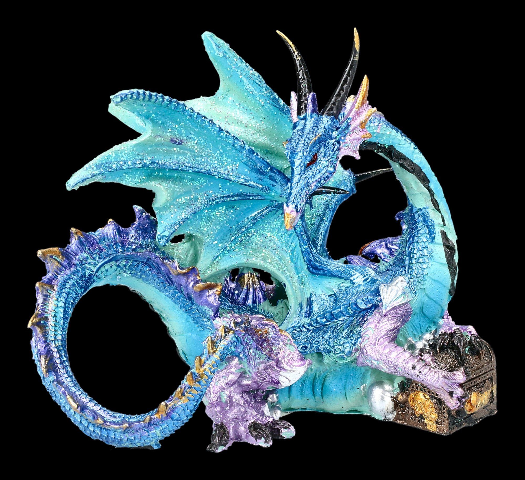 Figuren Shop GmbH Dekofigur Drachen Figur hellblau - Piasa Fantasy Dekofigur