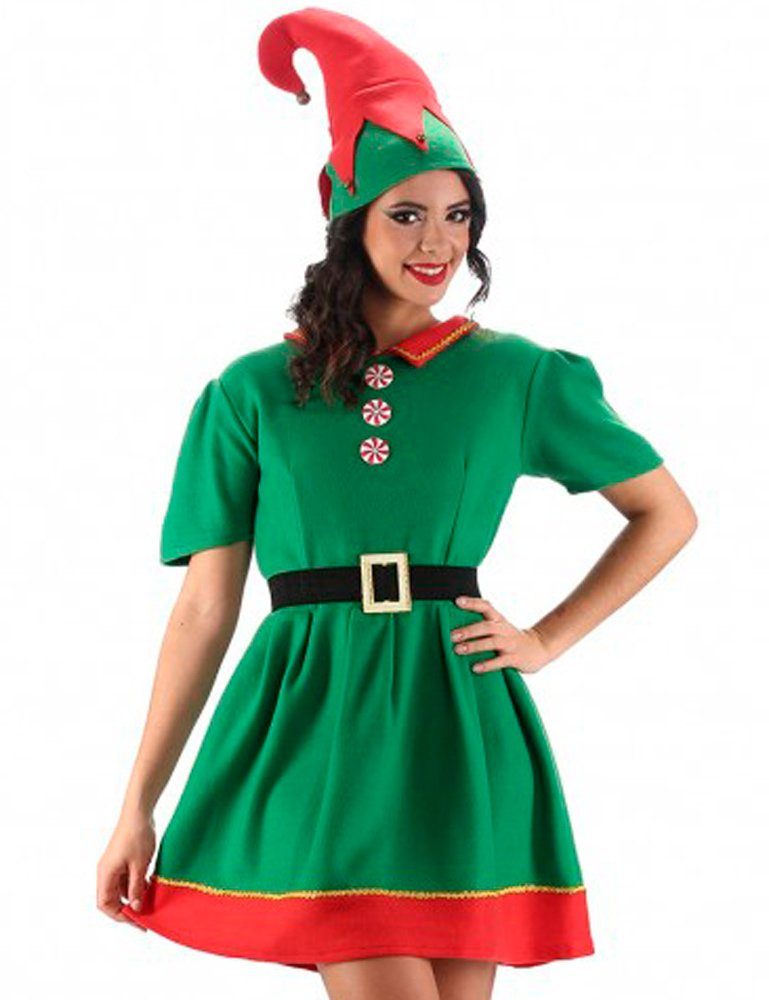 CHAKS Kostüm »Kostüm Weihnachtselfe für Damen - Grün Rot, Wicht«