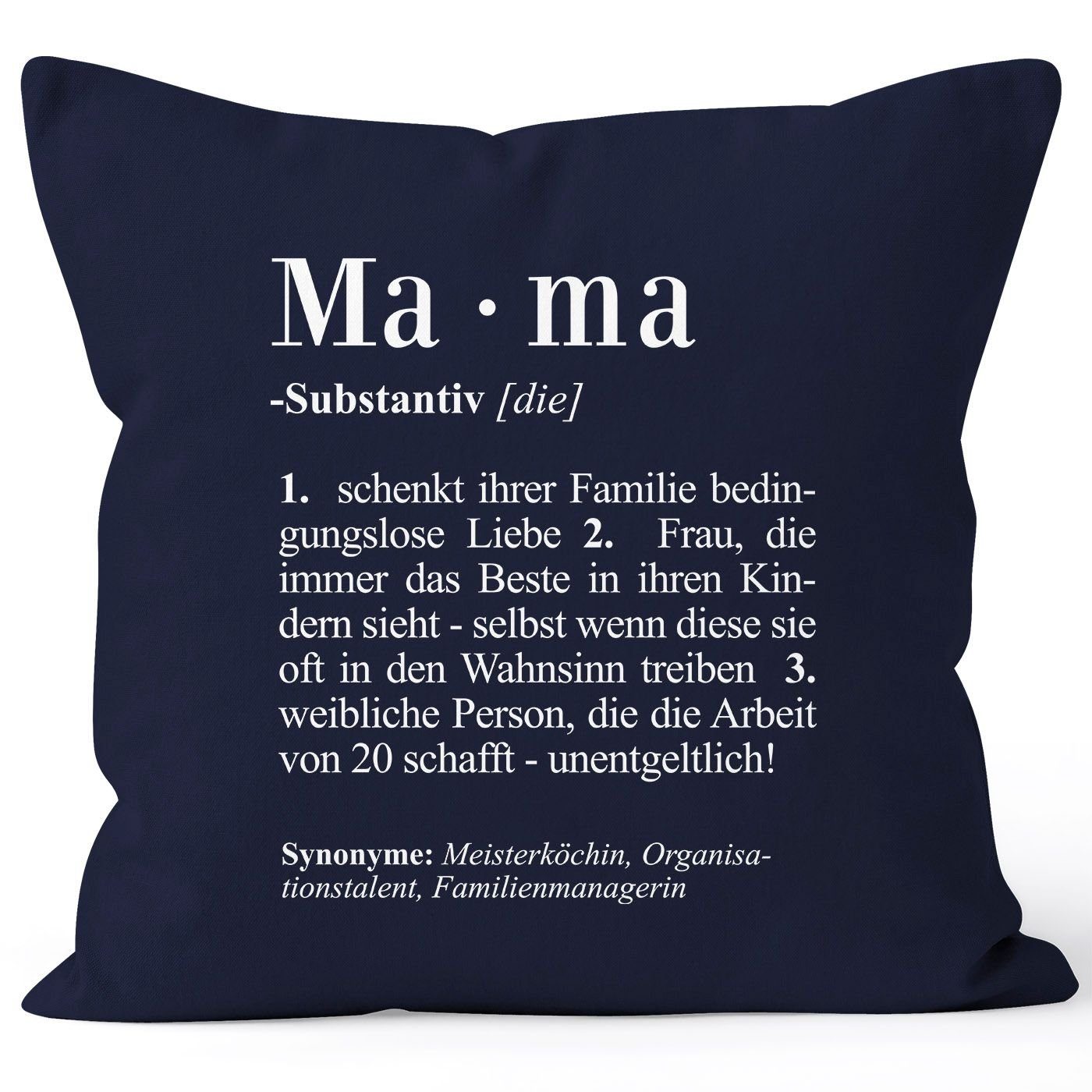 MoonWorks Dekokissen Kissen-Bezug Mama Wörterbuch Duden Definiation Kissen-Hülle Baumwolle Dictionary Deko-Kissen Mama MoonWorks® navy