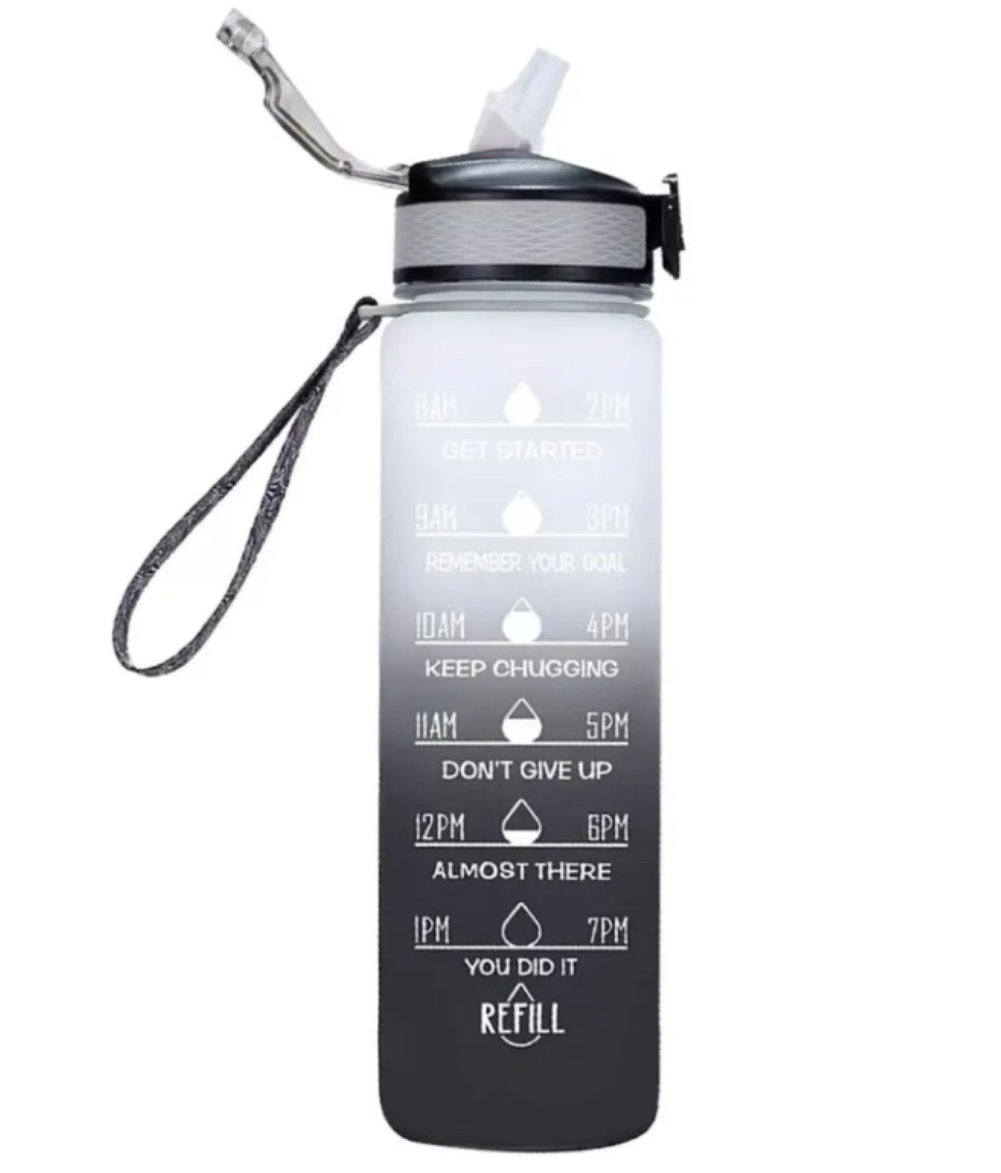 Botells Trinkflasche Sport Trinkflasche, Motivation, Wasserflasche + Strohhalm & Shakerball, Trinke während deiner Aktivität, leicht, auslaufsicher, motivierend