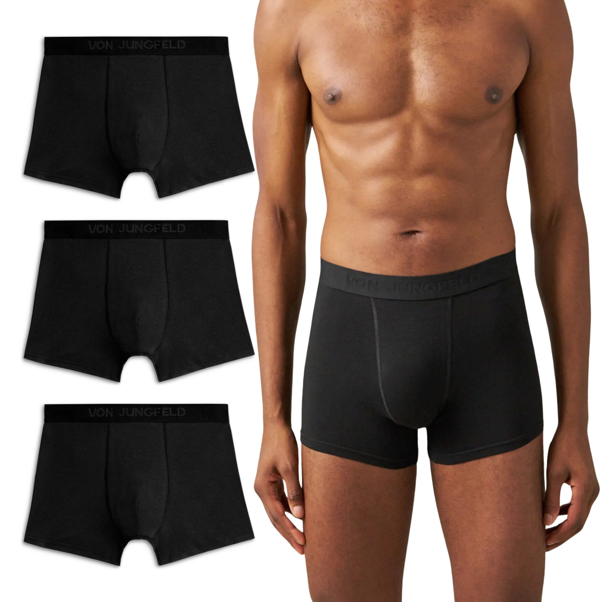 von Jungfeld Boxershorts Briefs Baumwolle Men (3-St., 3er-Pack) Eng anliegende Boxershorts ohne kratzendes Etikett