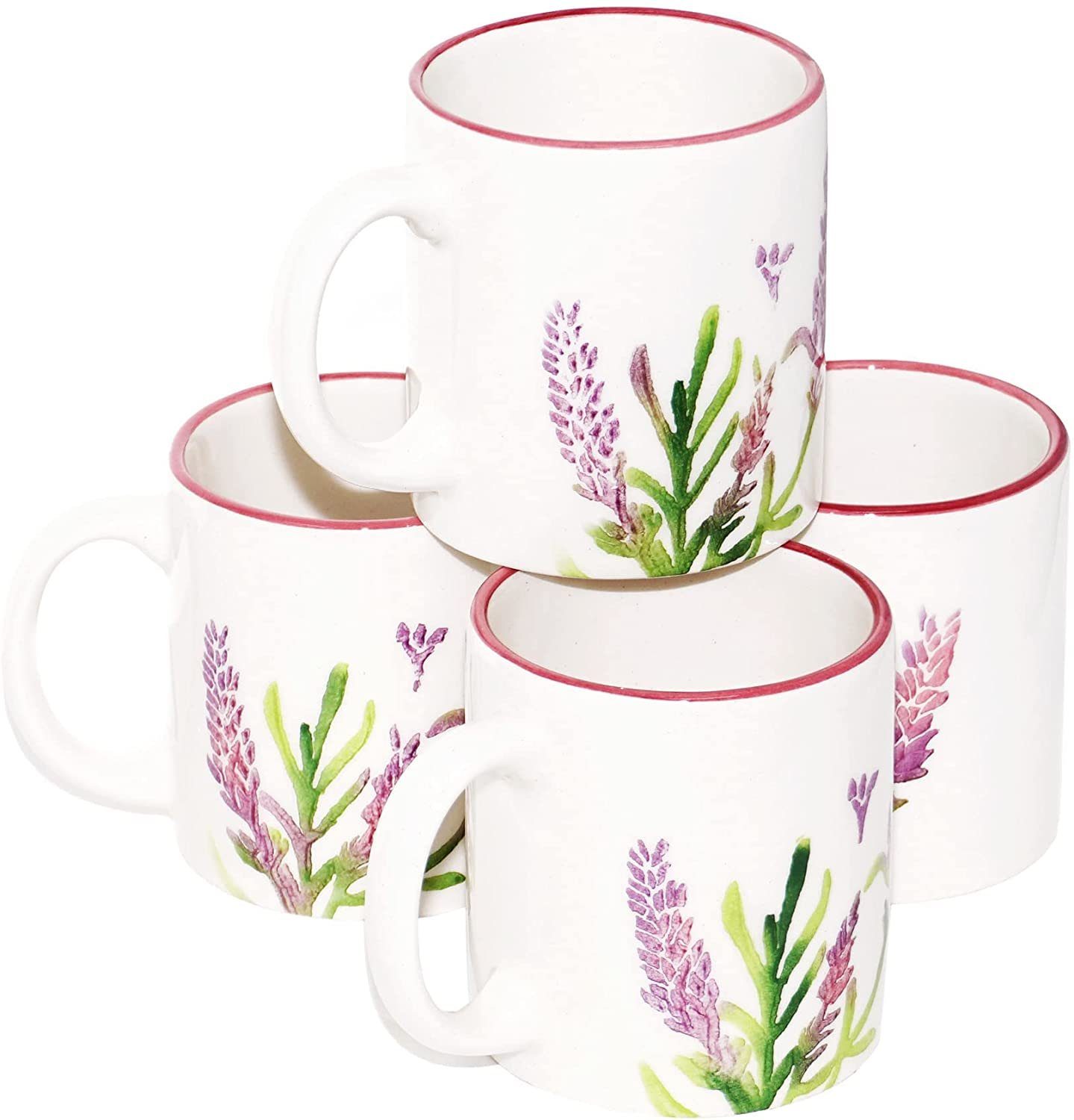Lashuma Tasse Lavendel, Tassen 4 300 ml, Cappuccino Set Keramik, Stück Kaffeebecher