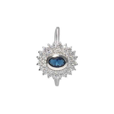Smart Jewel Silberring mit Zirkonia und dunkelblauem Kristallstein, Silber 925